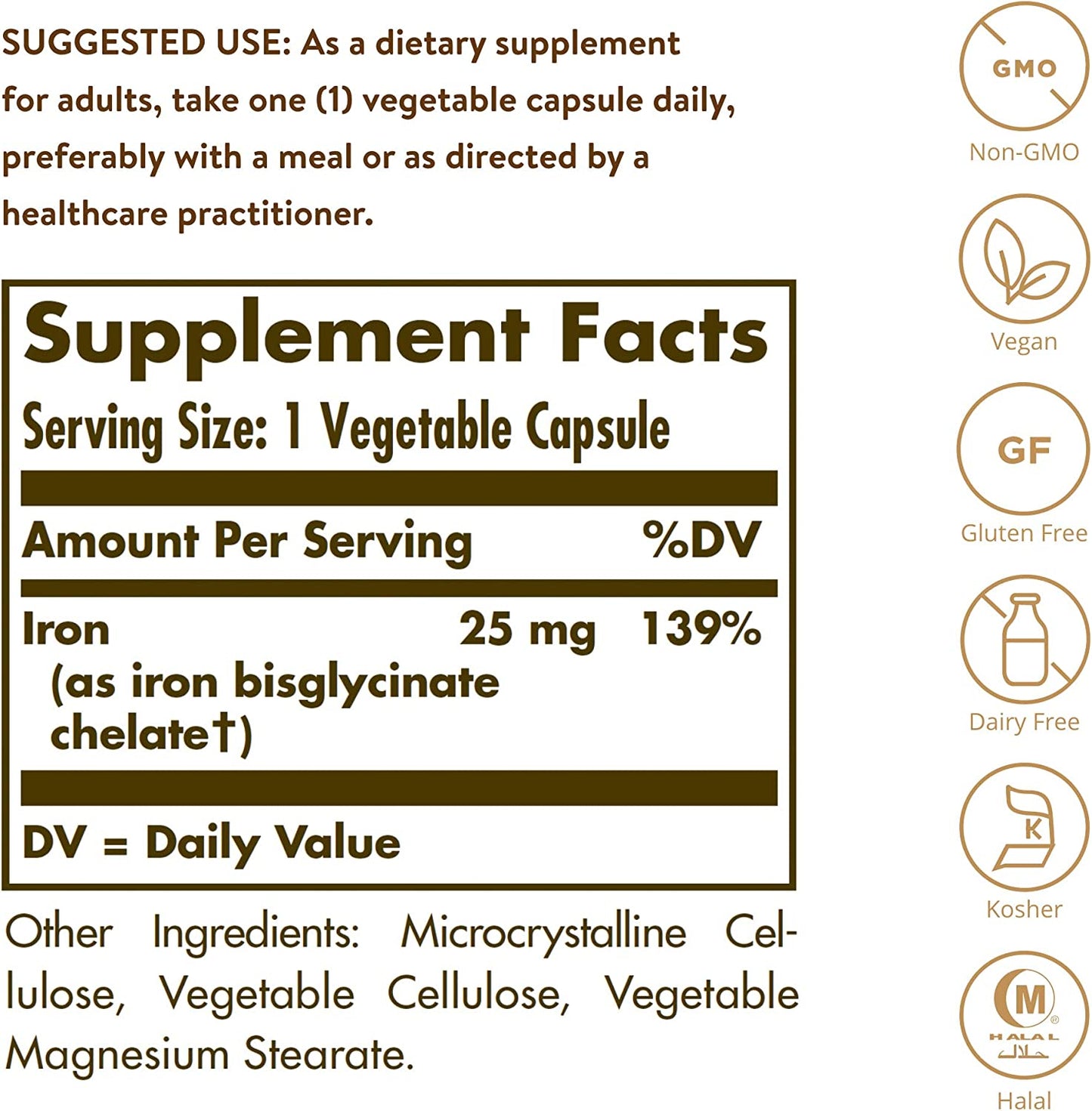 Solgar Gentle Iron Vegetable Capsule , 180 Count