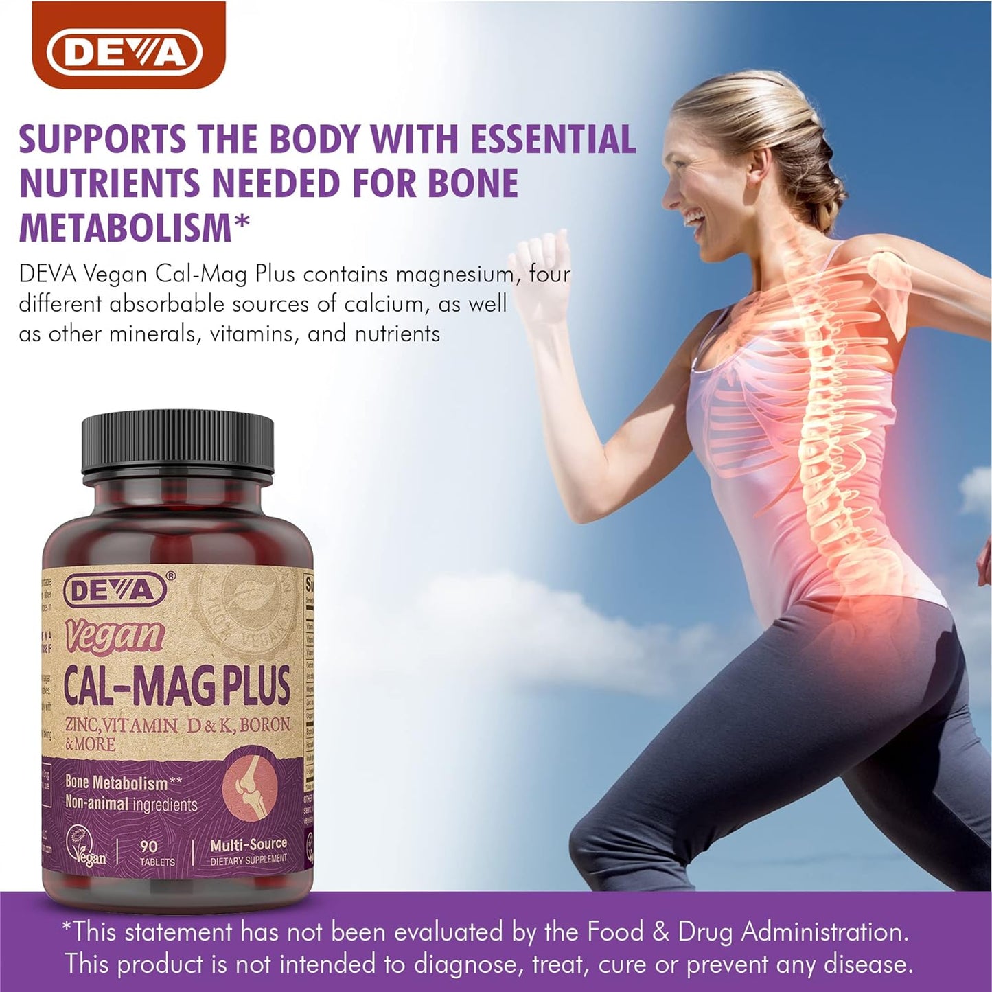 DEVA Vegan Calcium Magnesium Supplement 90-Tablets, 2-Pack