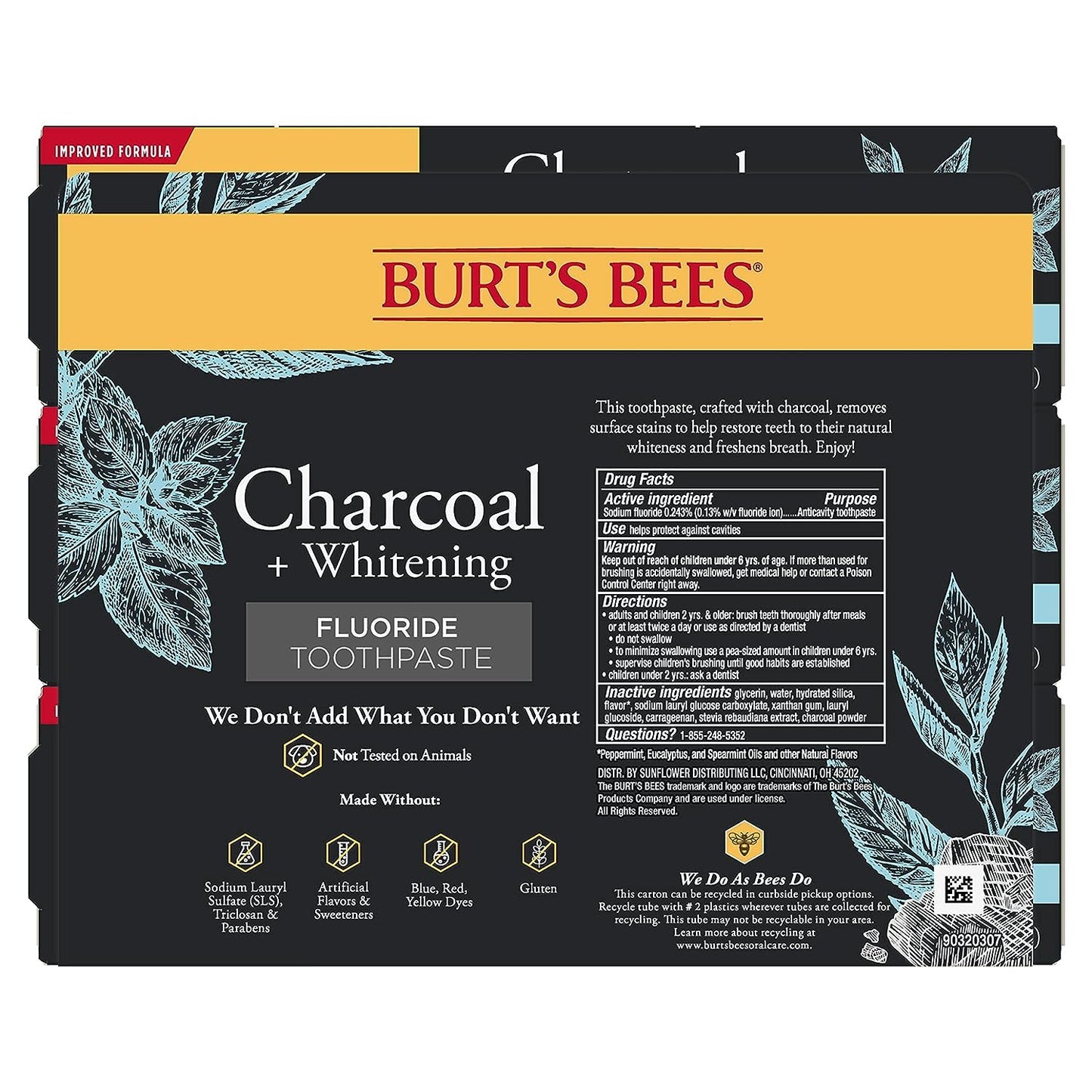 Burt's Bees Toothpaste, Natural Flavor, Charcoal 3 x 4.7oz