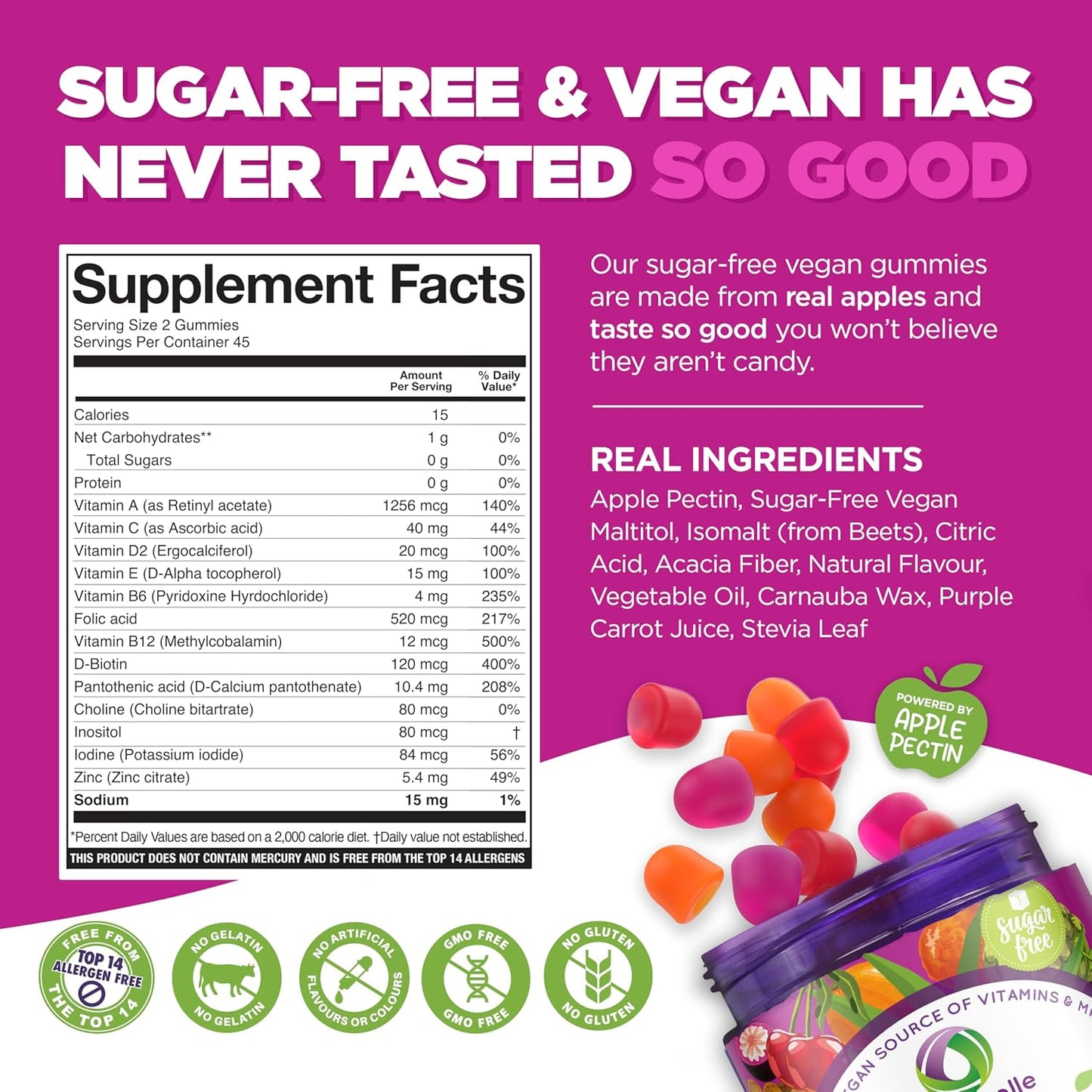 NUTRAMIN Daily Vegan Keto Multivitamin Gummies - 90 Count