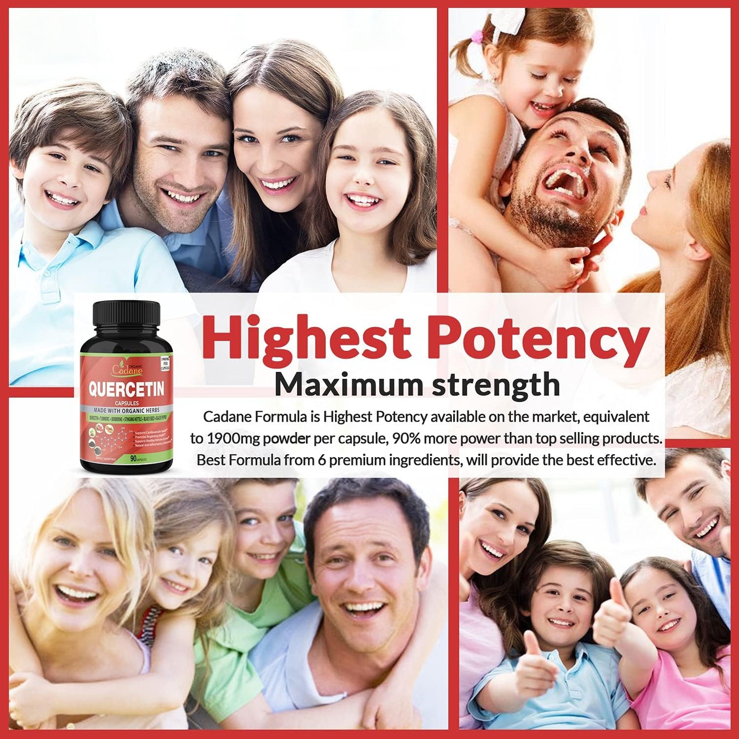 Organic Cadane Quercetin Extract 90 Capsules
