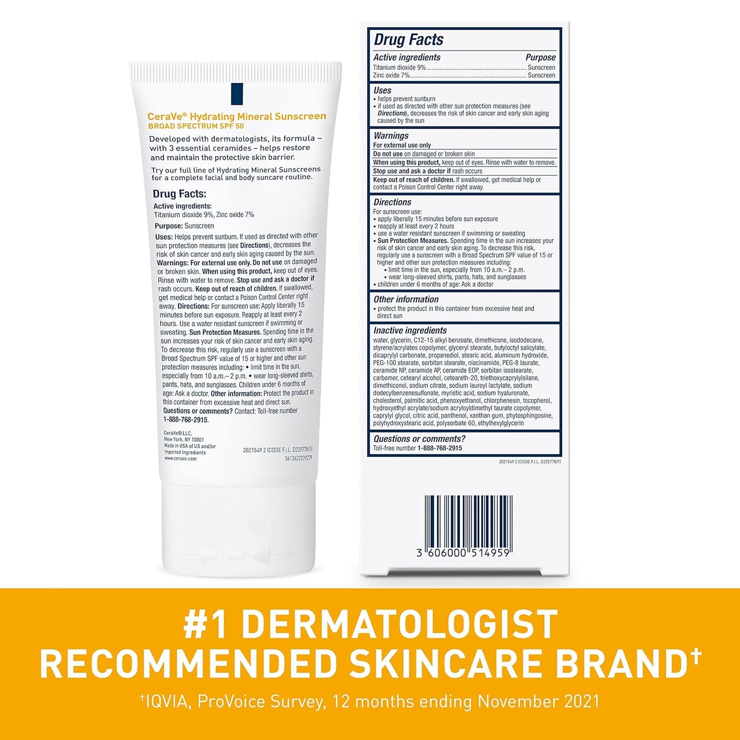 CeraVe Mineral Sunscreen Face Sunscreen with Zinc Oxide & Titanium Dioxide