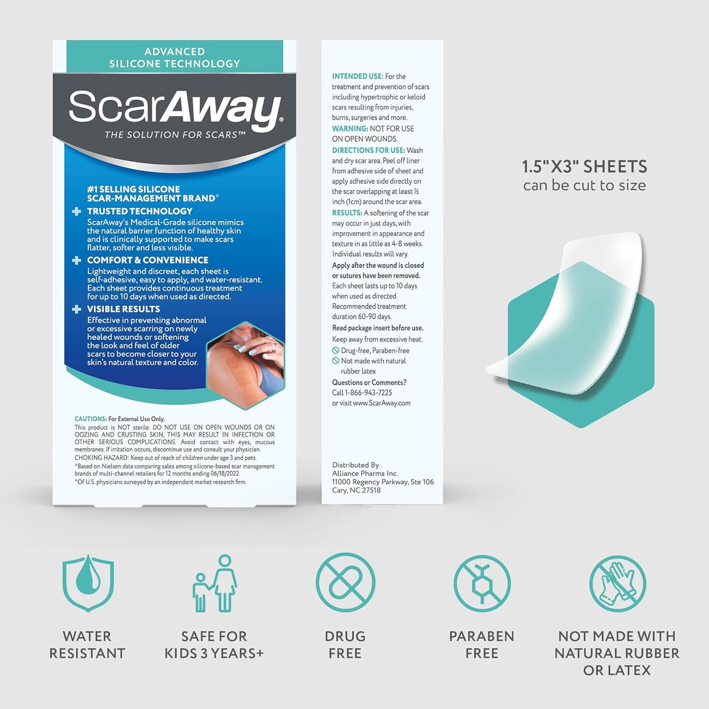 ScarAway Advanced Clear Silicone Scar Sheets - 6 Clear Sheets
