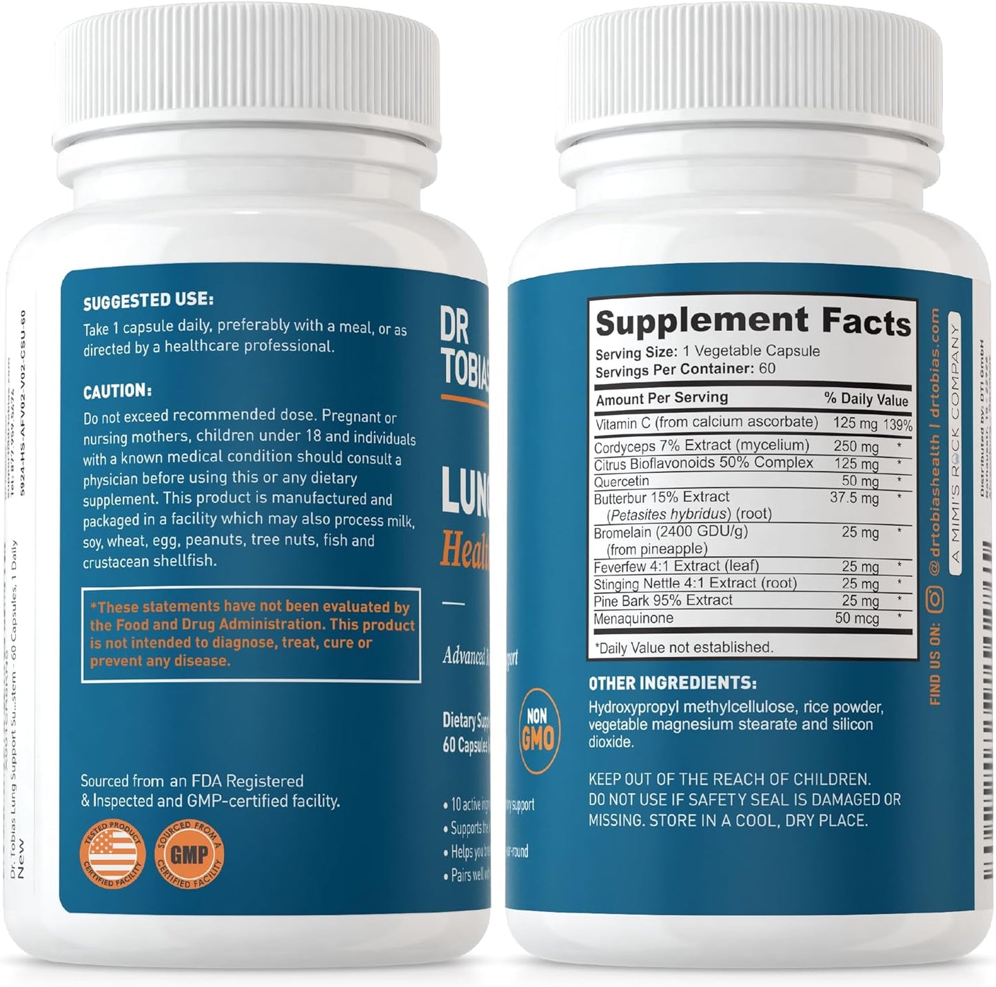 Dr. Tobias Lung Health Lung Support Supplement 60 Capsules