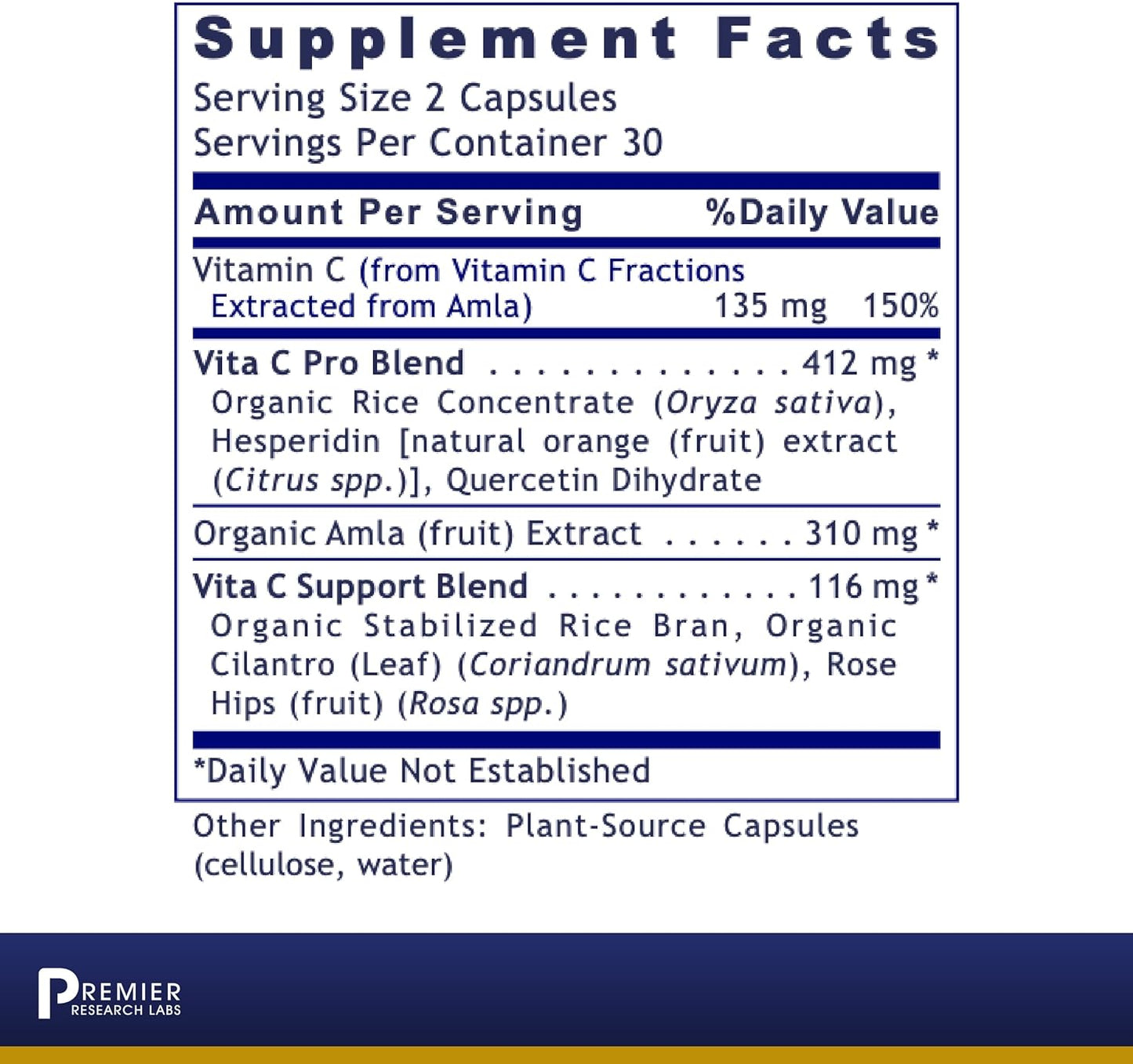 Premier Research Labs Vitamin C Supplement - 60 Vegetarian Capsules
