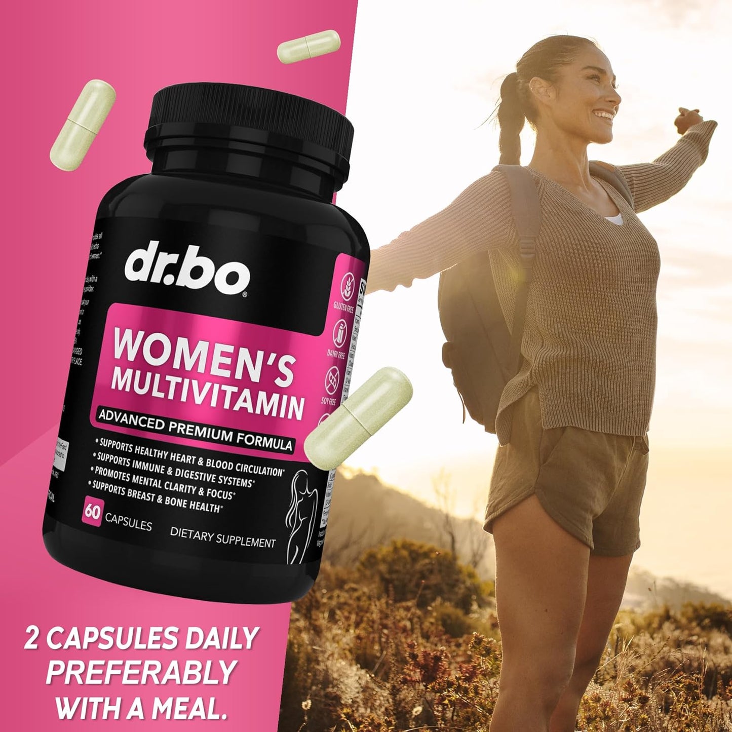 Womens Multivitamin - Natural Daily Multi Vitamins -60 capsules
