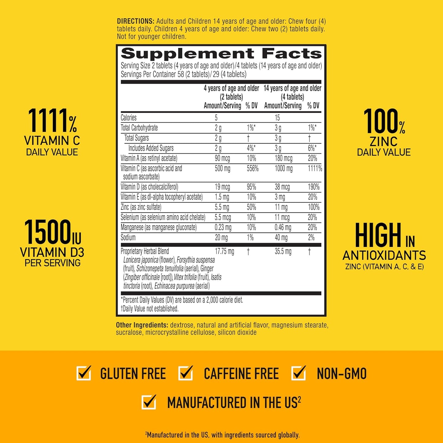 Airborne Vitamin C 1000mg - Citrus Chewable Tablets 116 Count