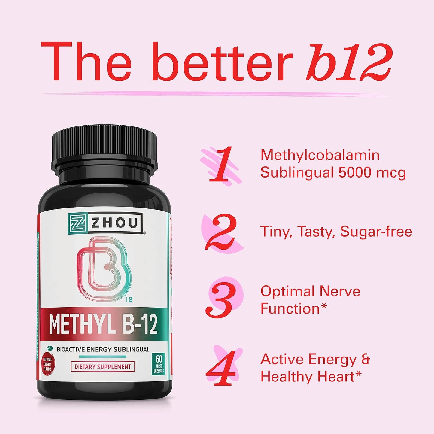 Zhou Nutrition Methyl (Vitamin B12) Lozenges, 60 Count