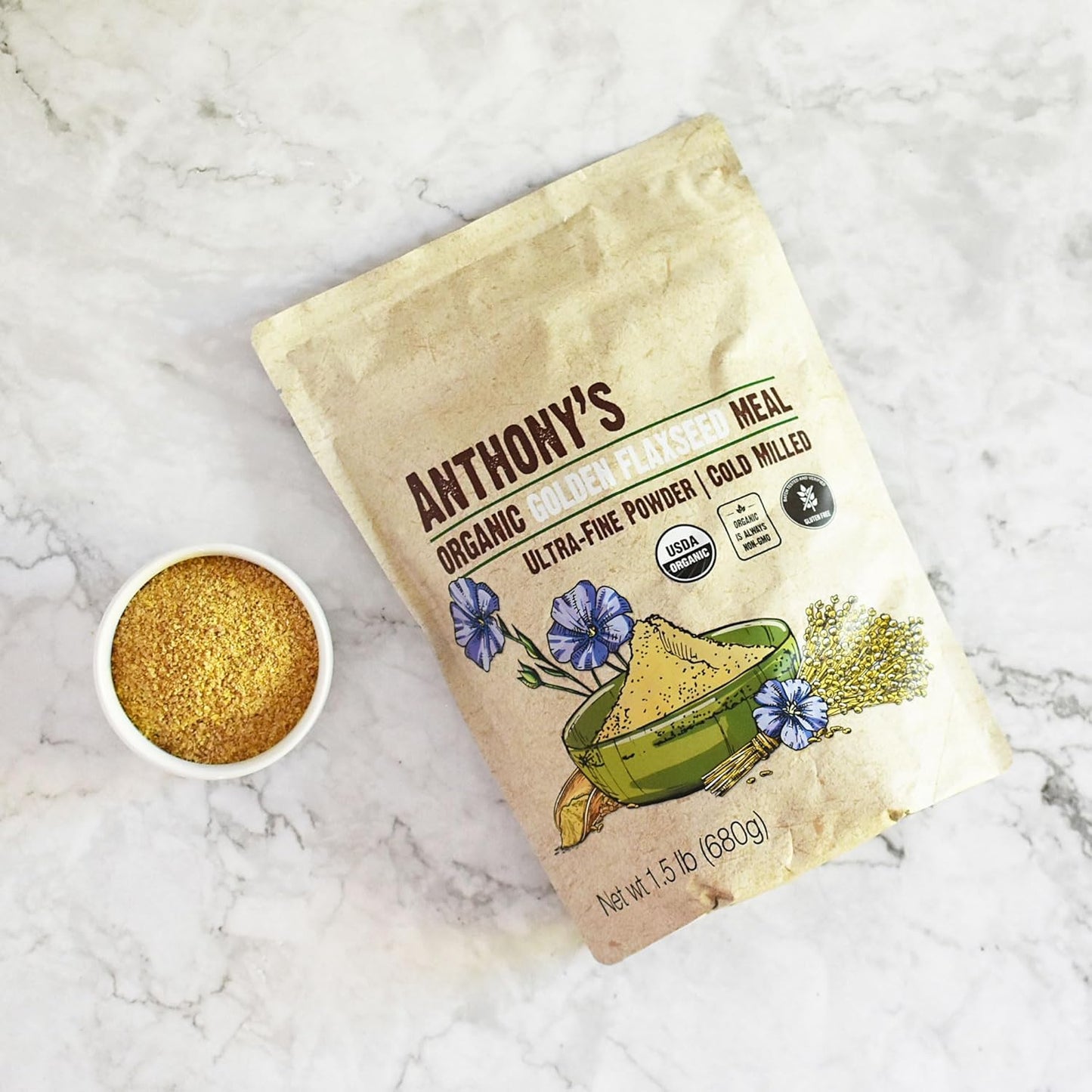 Anthony's Organic Golden Flaxseed Meal, 1.5 lb