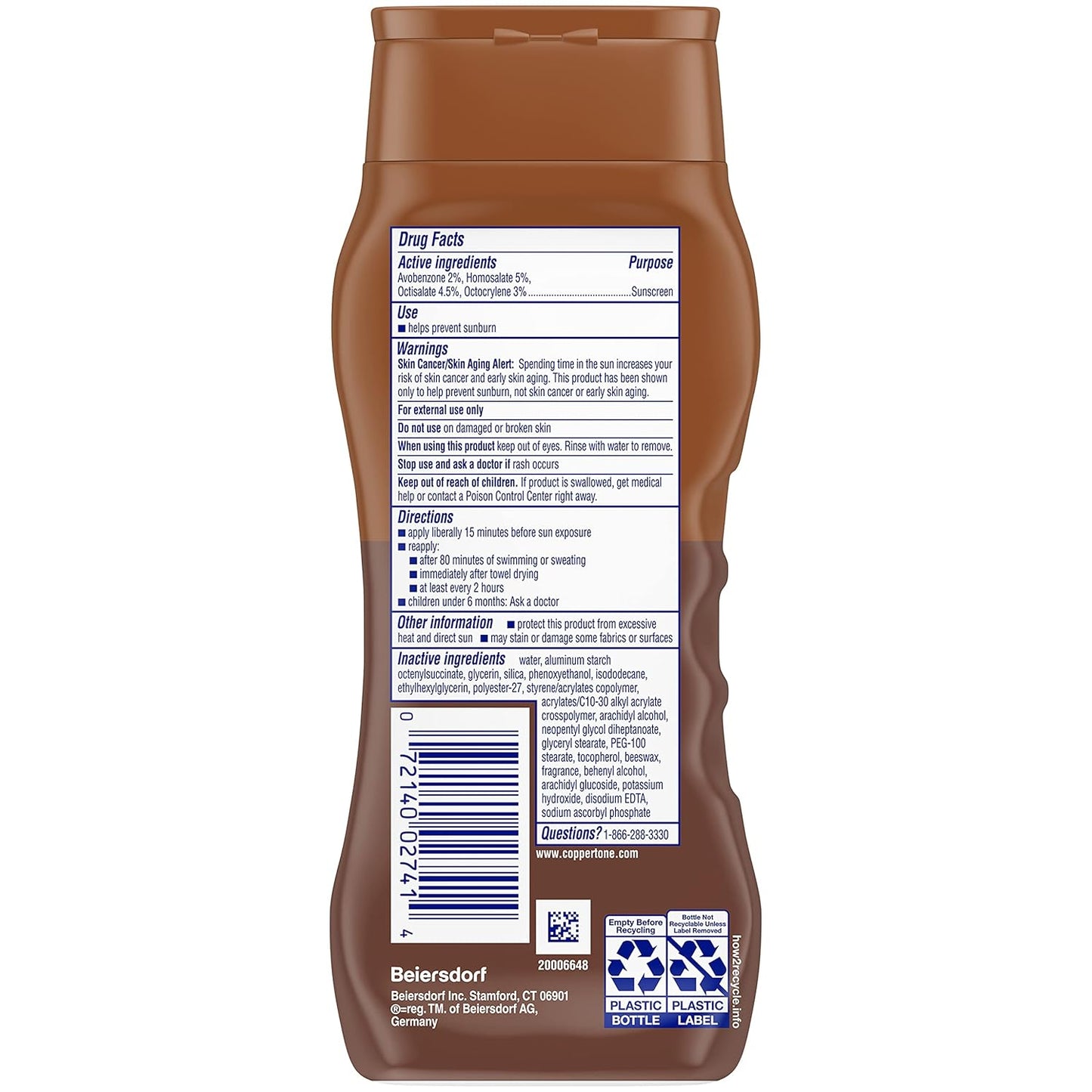 Coppertone Sunscreen Tanning Lotion SPF 8 8 Fl Oz Bottle