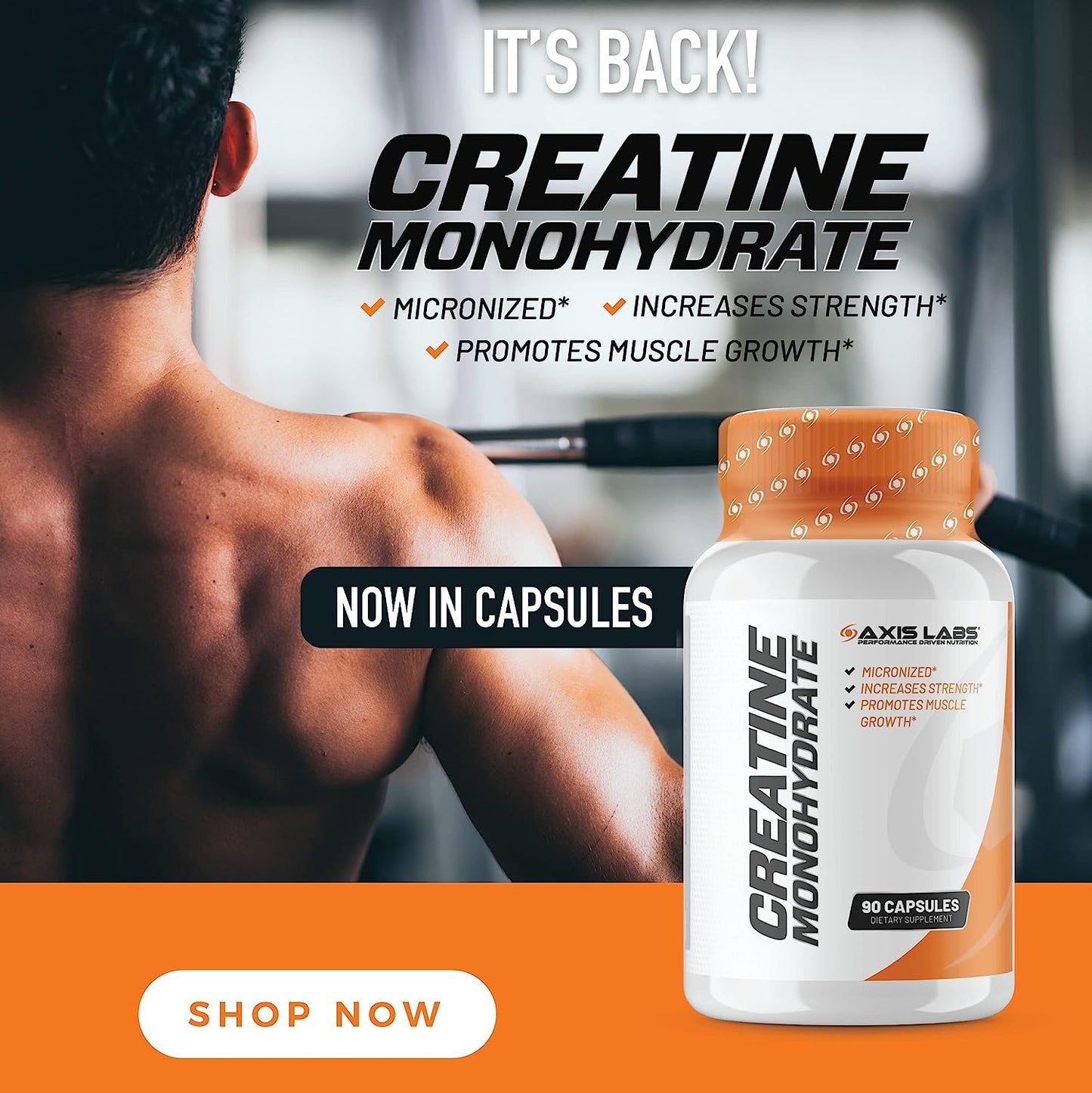 Axis Labs Micronized Creatine Monohydrate 90 Capsules - 30 Servings