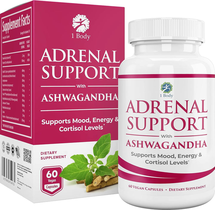1 Body Adaptogen Complex Supplement with Ashwagandha 60 Vegan Capsules