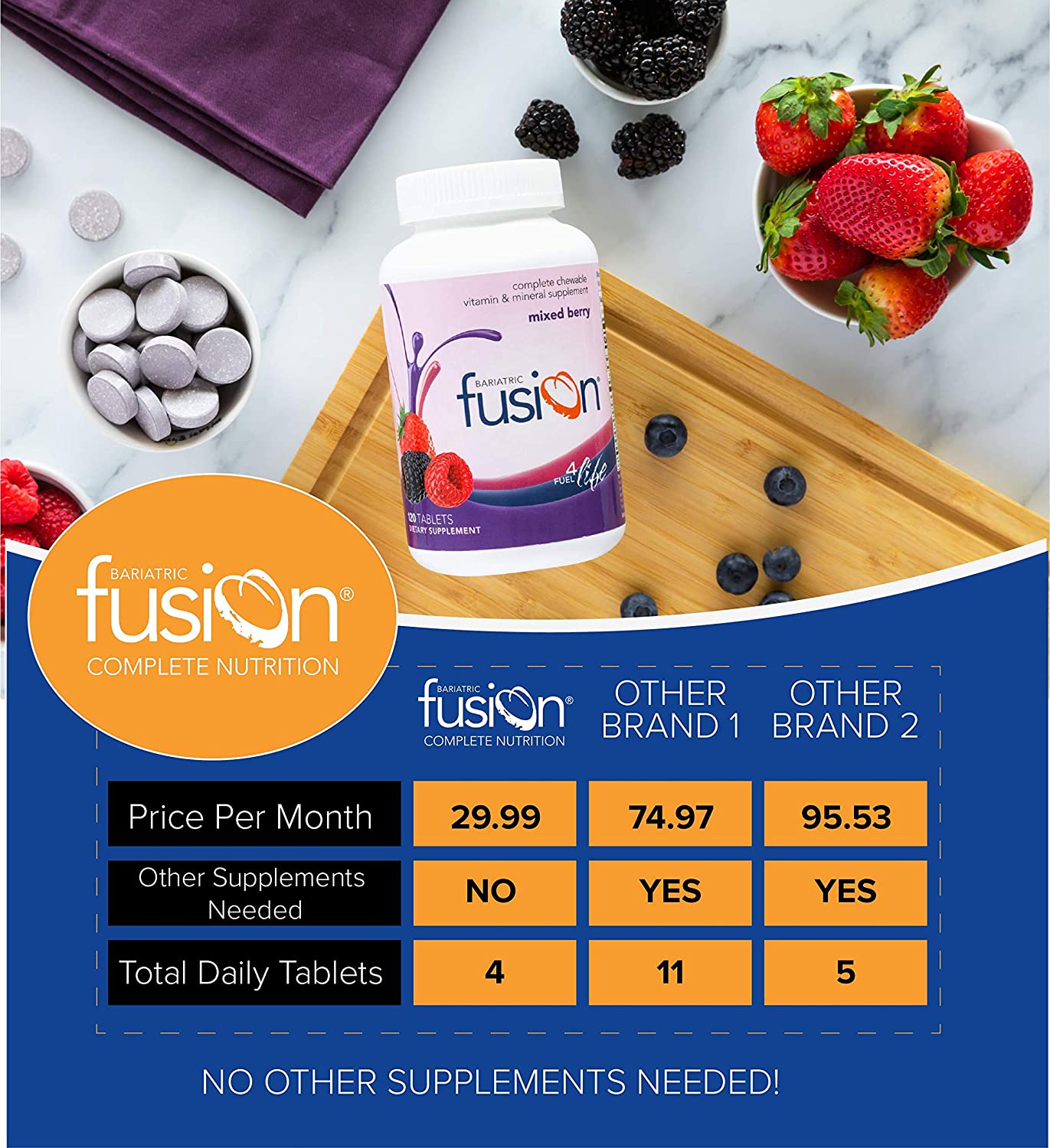 Bariatric Fusion Mixed Berry Complete Chewable - 120 Tablets