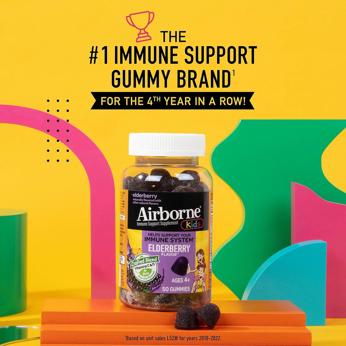 Airborne Kids Elderberry + Zinc & Vitamin C 50 Gummies