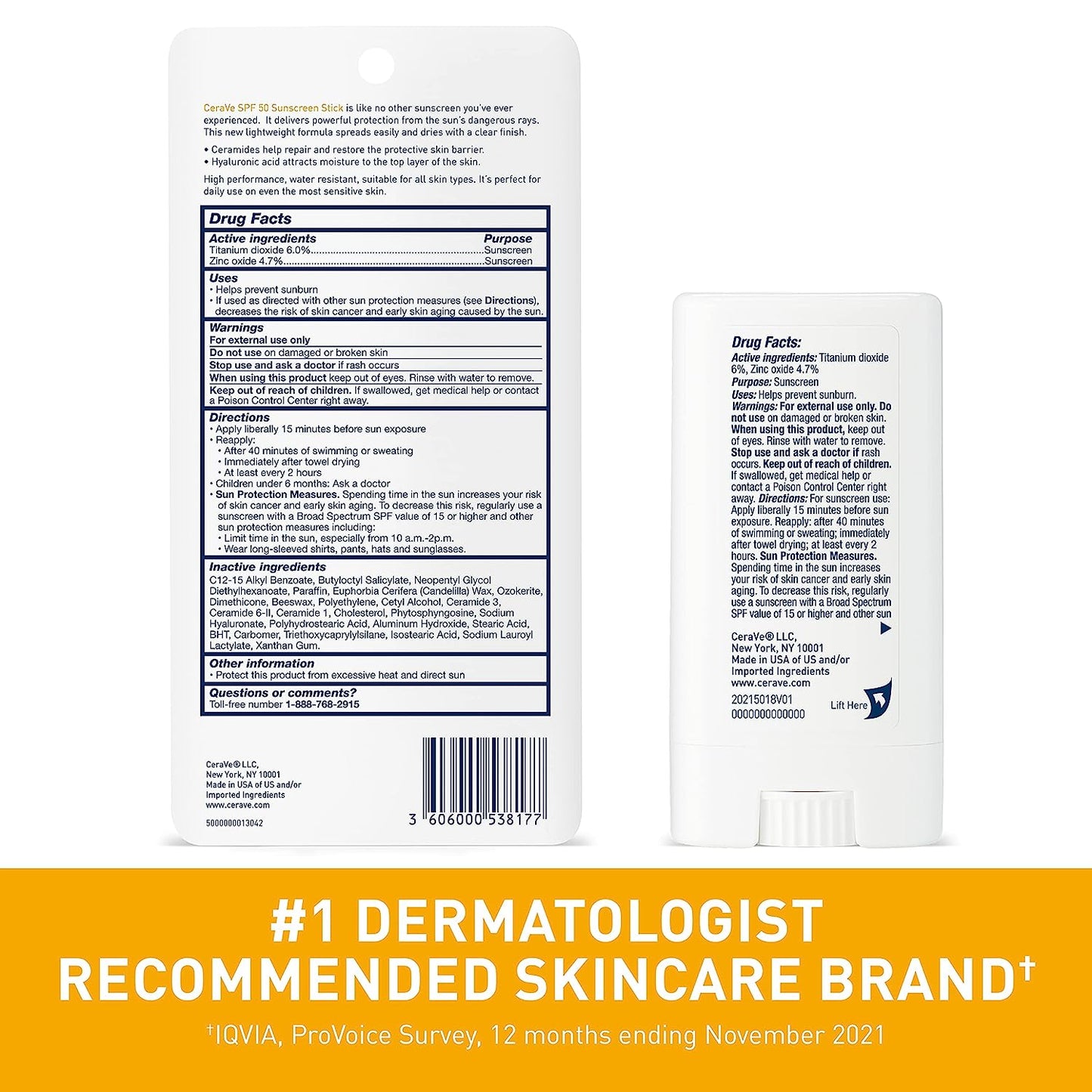 CeraVe Mineral Sunscreen Stick for Kids & Adults 100% Sunscreen