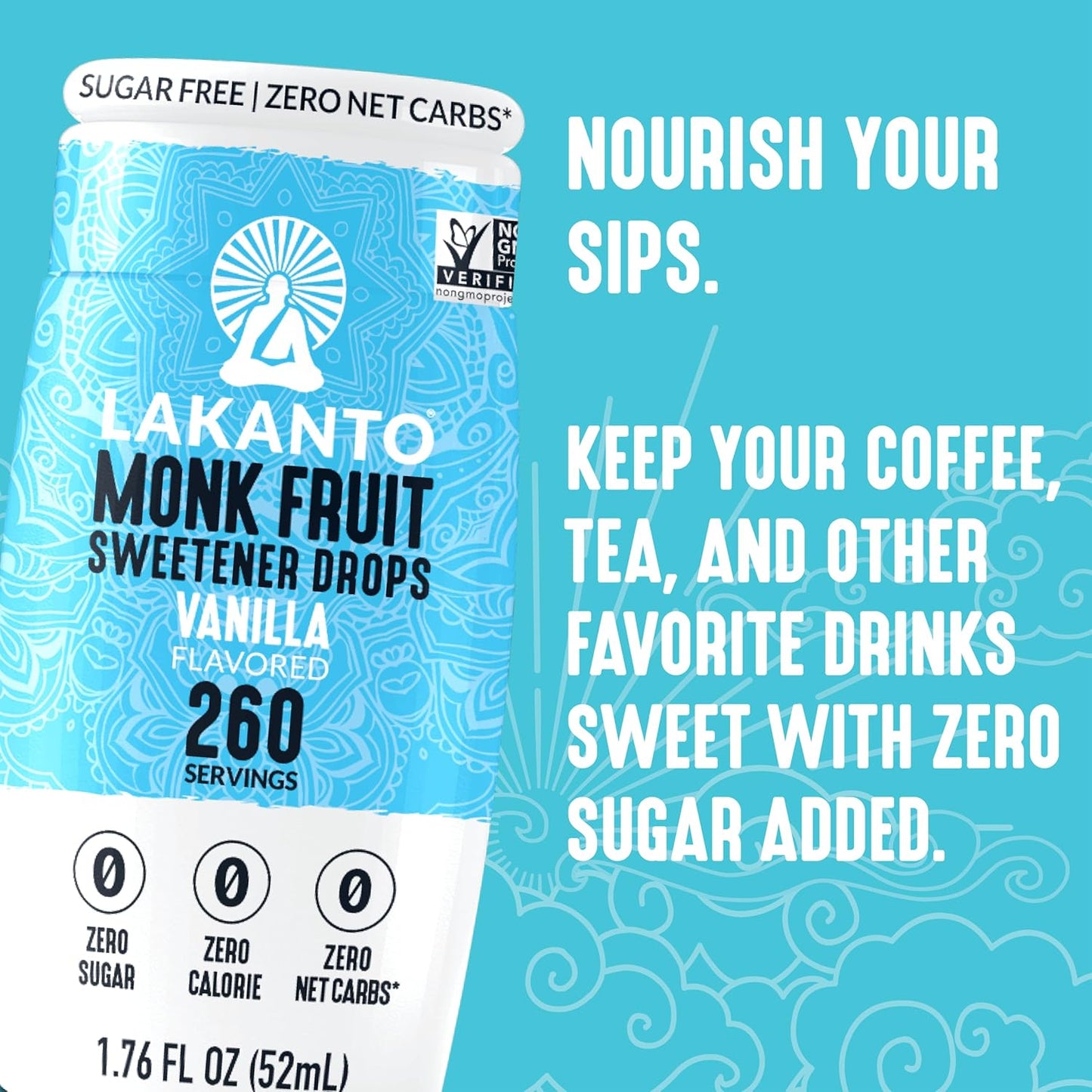 Lakanto Liquid Monk Fruit Extract Drops - Vanilla, 1.76 fl oz
