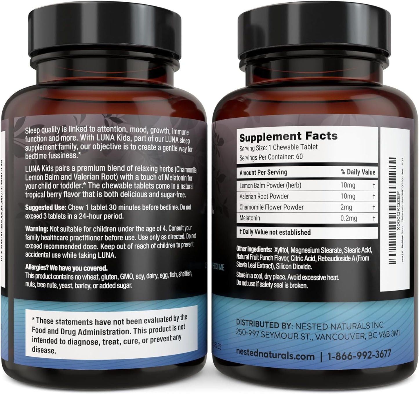 Nested Naturals Luna Kids Sleep Supplement -120 capsules