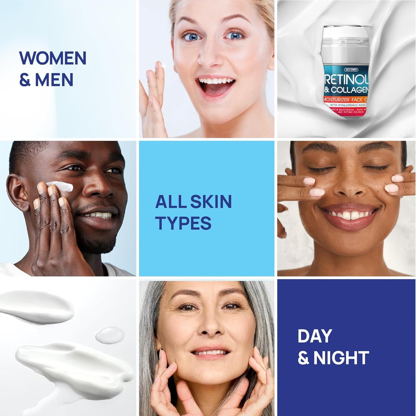 Retinol Cream for Face with Hyaluronic Acid Day-Night Anti-Aging Moisturizer