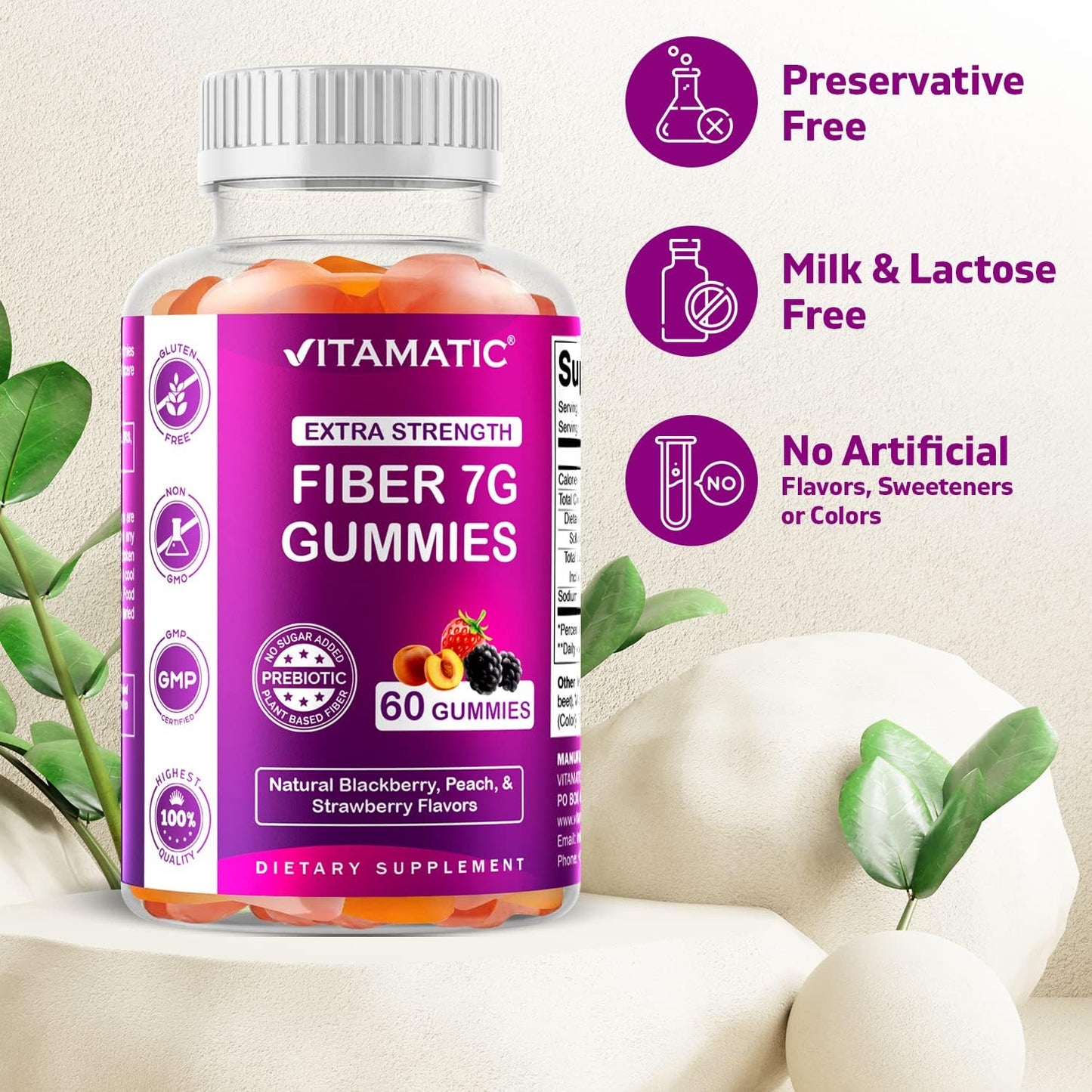Vitamatic Prebiotic Fiber 60 Gummies for Adults