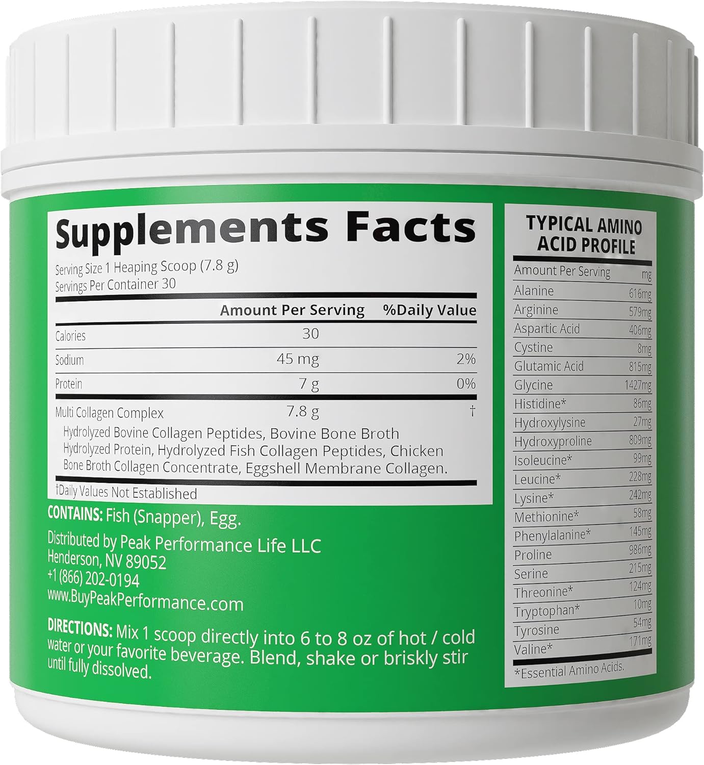 Peak Performance All 5 Multi-Collagen Protein Contains All Types I, II, III,V,X