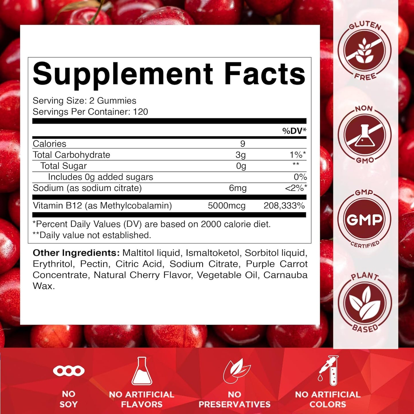 Vitamatic Extra Strength Vitamin B12 5000 mcg (Methyl B12) Gummies - 240 Count