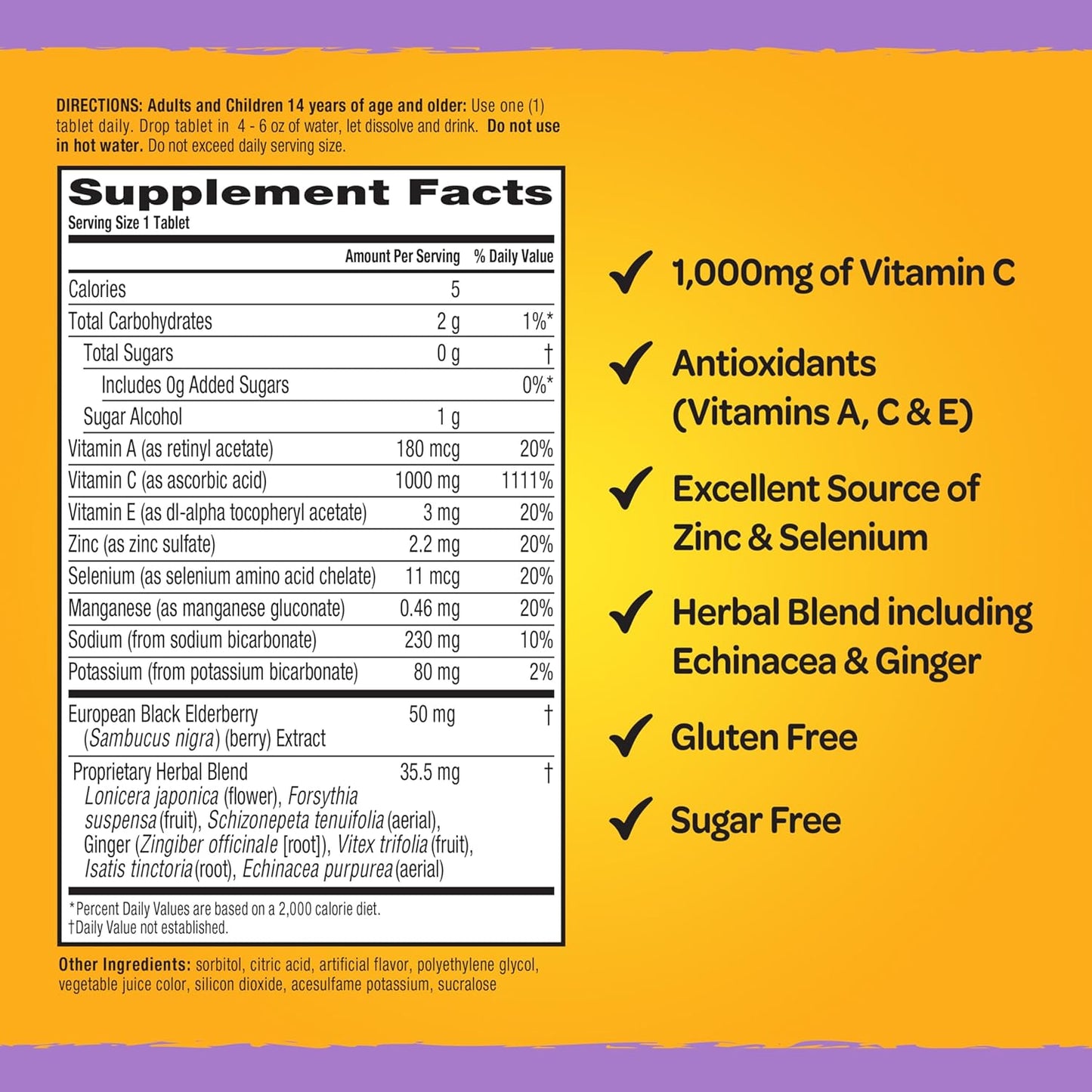 Airborne Elderberry Extract + Vitamin C 1000mg -20 Count