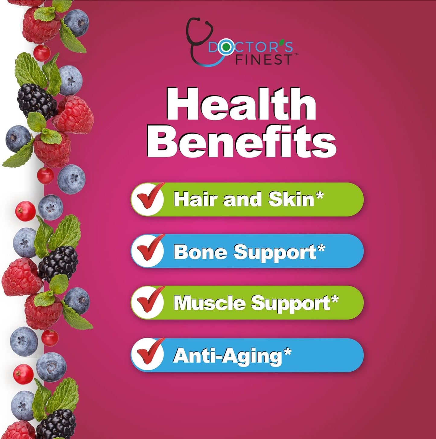 DOCTORS FINEST Collagen and Biotin 10000mcg -90 Gummies