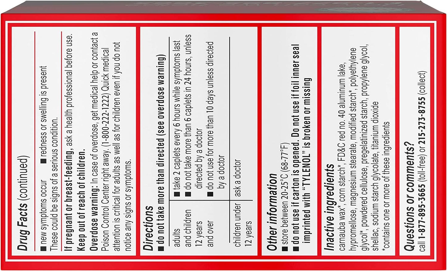 Tylenol Extra Strength Caplets with Acetaminophen Pain Reliever Fever Reduce 100 Count
