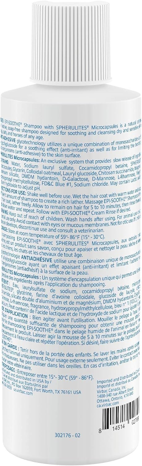 Virbac Epi-Soothe Cream Rinse Pet Conditioner For Dogs, Cats & Horses (8 oz) - For Dry or Sensitive Skin