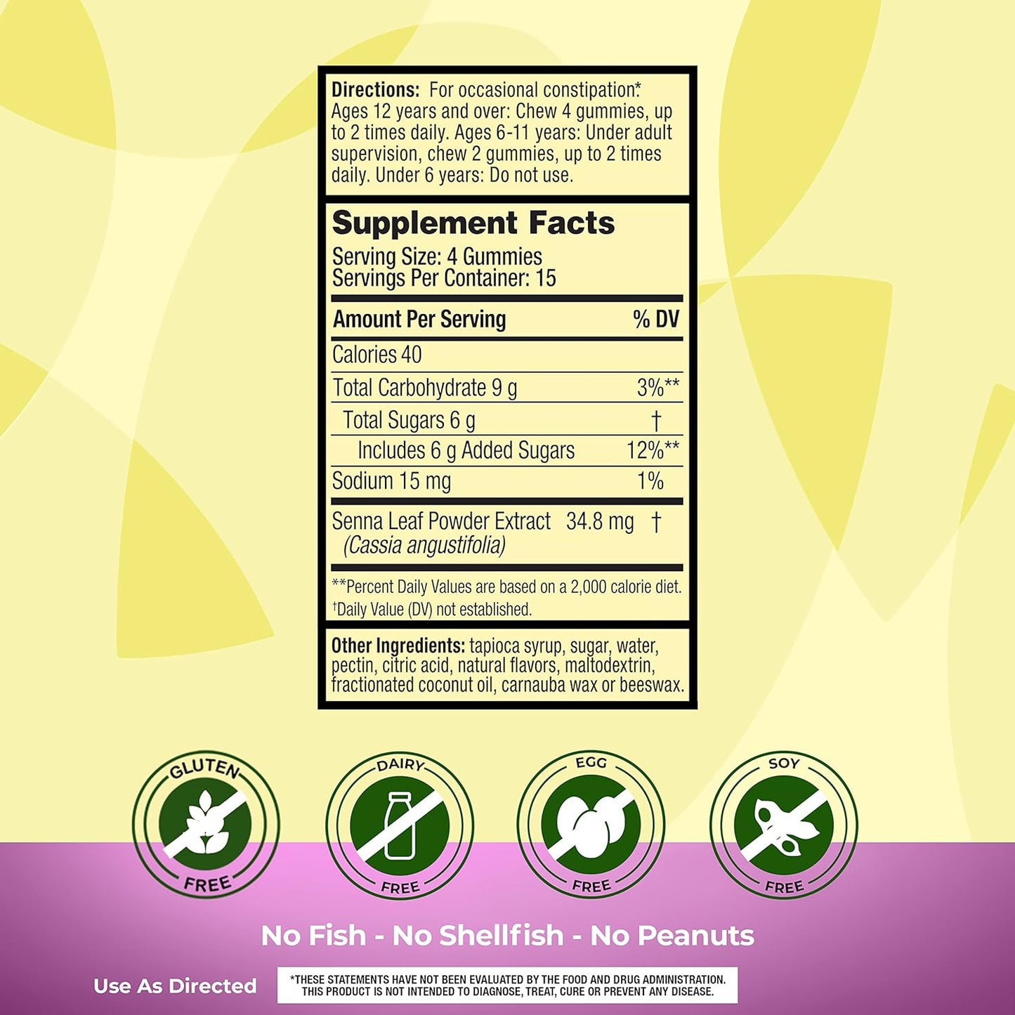 Senokot Dietary Supplement Laxative 60 Gummies