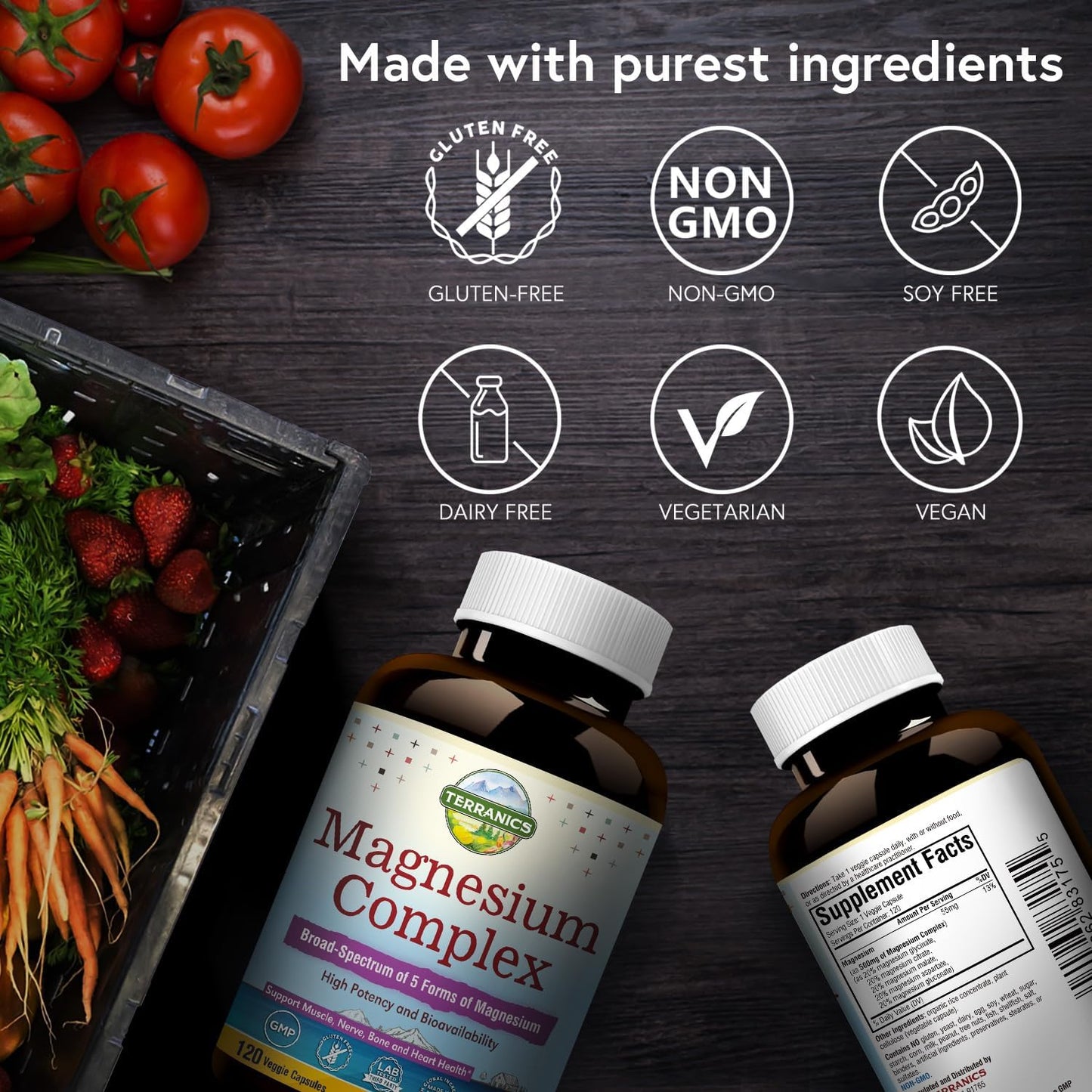 Terranics Magnesium Complex 500mg, 120 Veg Capsules