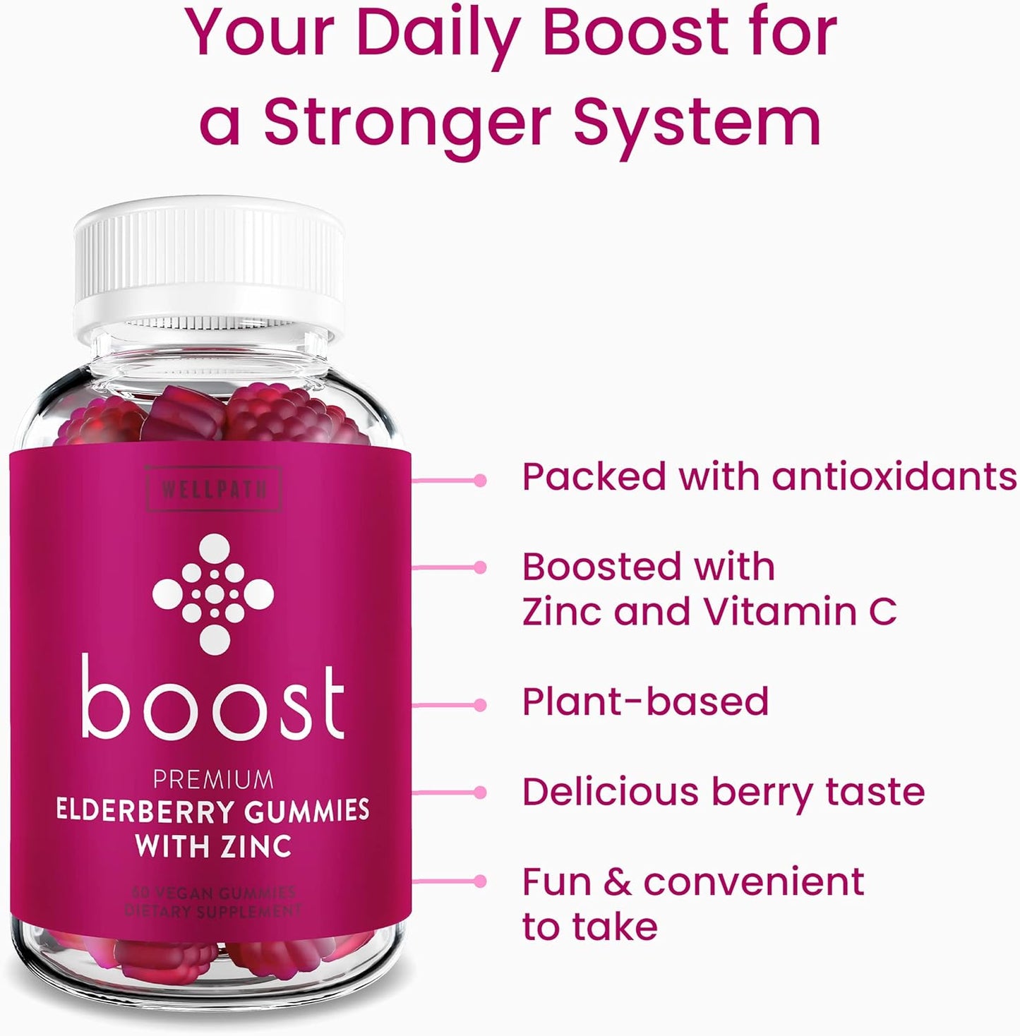WellPath Boost Elderberry Gummies with Zinc & Vitamin C 60 Ct