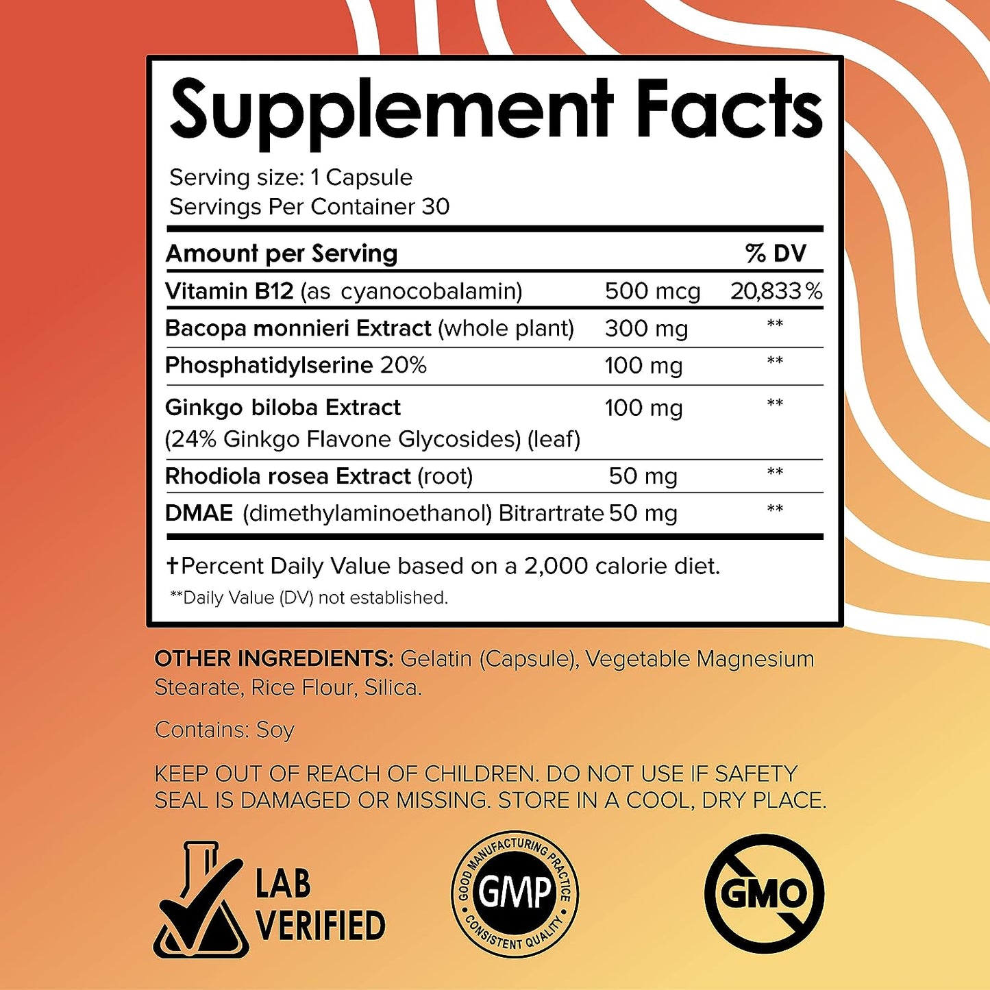 Vital Vitamins Brain Supplements for Memory & Focus 30 count