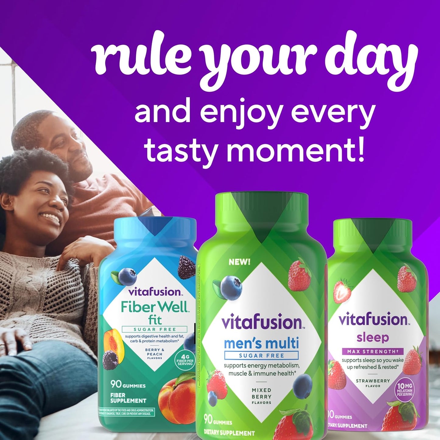 Vitafusion Sugar Free Men’s Multi Daily Gummy Mixed Berry Flavors, 90 Count