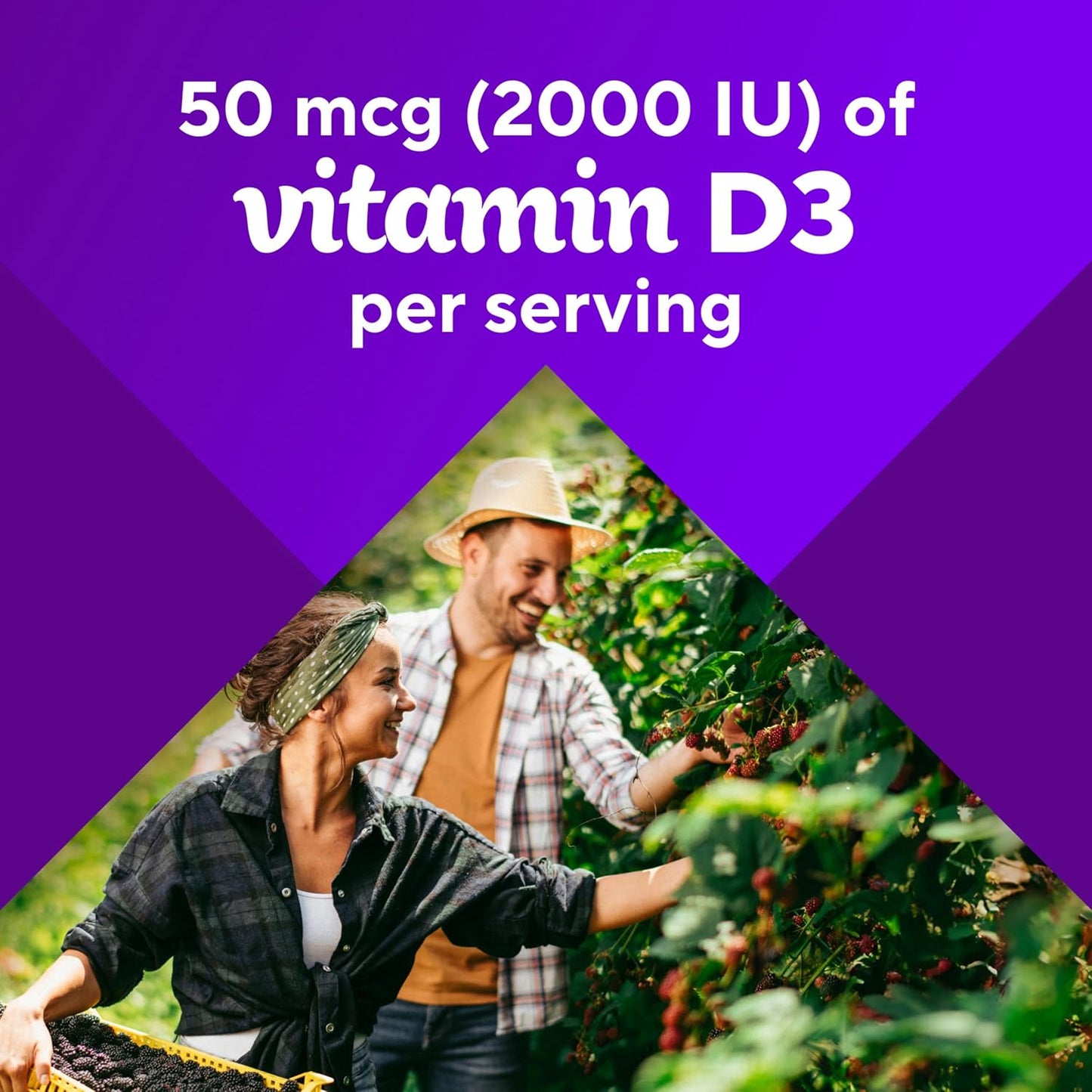 vitafusion Vitamin D3 Gummies, Peach, berry, Flavored - 150 Count