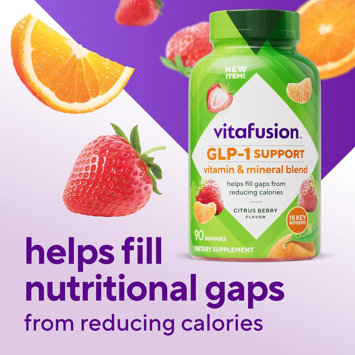 Vitafusion GLP-1 Support Multivitamin,Citrus Berry Flavor, 90 Count