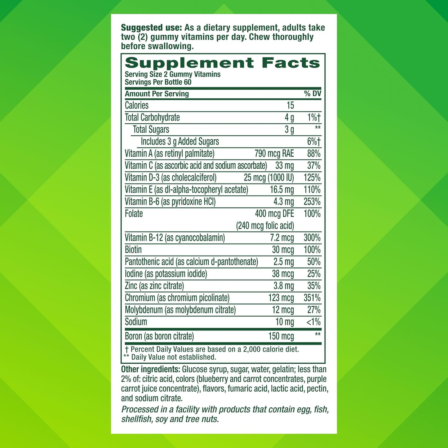 Vitafusion Adult Gummy Vitamin Supplement for Men's multi Berry Flavored - 120 Count