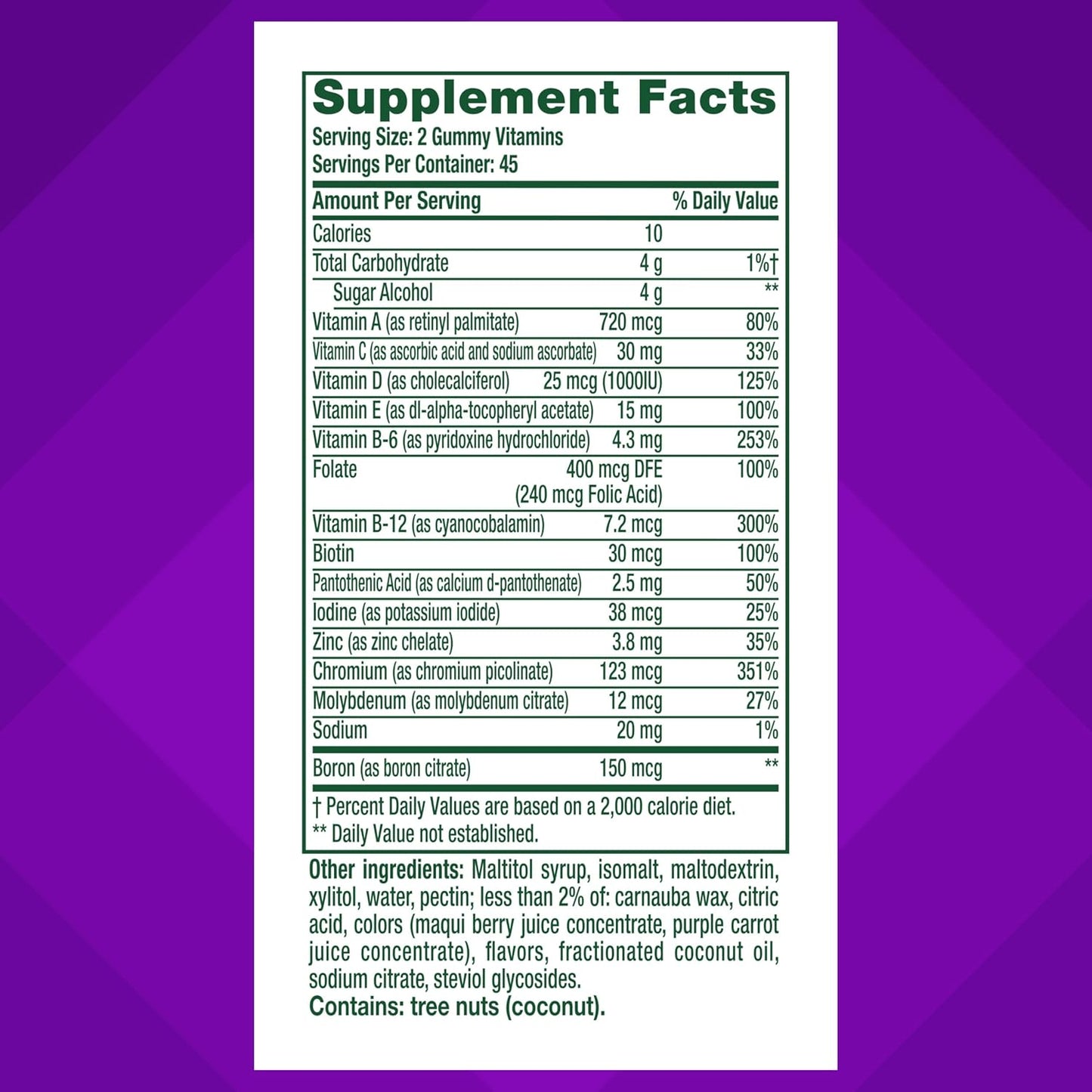 Vitafusion Sugar Free Men’s Multi Daily Gummy Mixed Berry Flavors, 90 Count