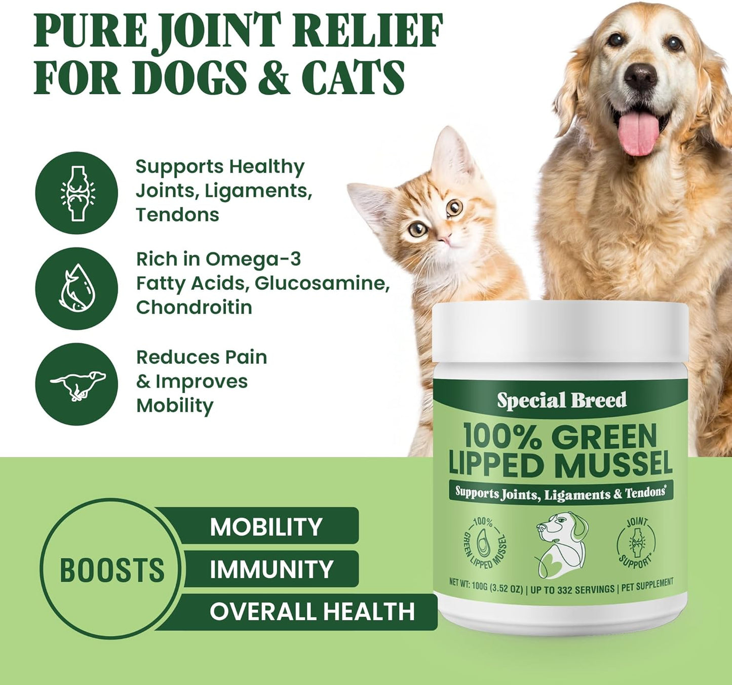 Special Breed Green Lipped Mussel Powder for Dogs & Cats 3.52 oz