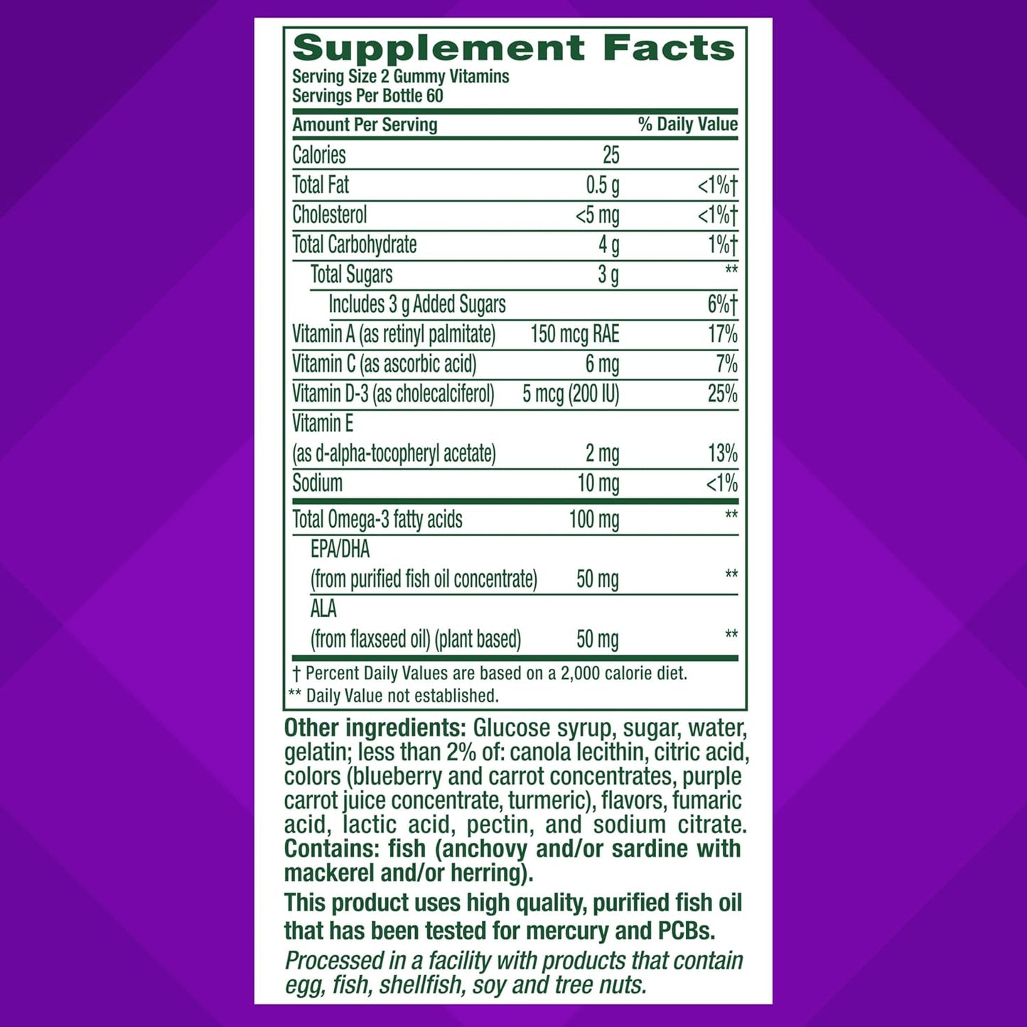 Vitafusion Omega-3 Gummy Vitamins, Berry Lemonade Flavored ,120 Count