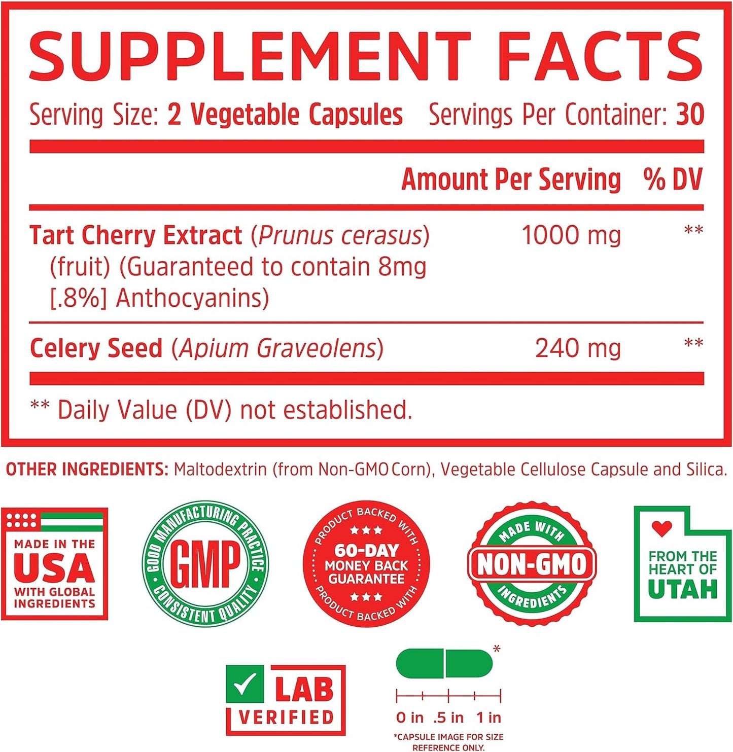 Zhou Tart Cherry Extract with Celery Seed Advanced Uric Acid 60 Veggie Caps
