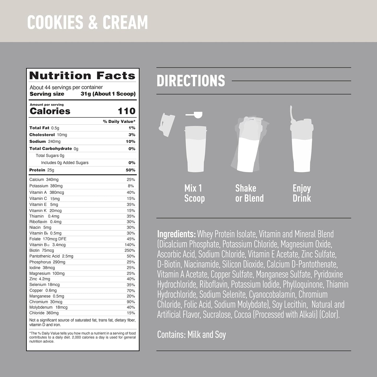 Isopure Protein Powder, Zero Carb Whey Isolate with Vitamin C & Zinc for Immune Support, 25g