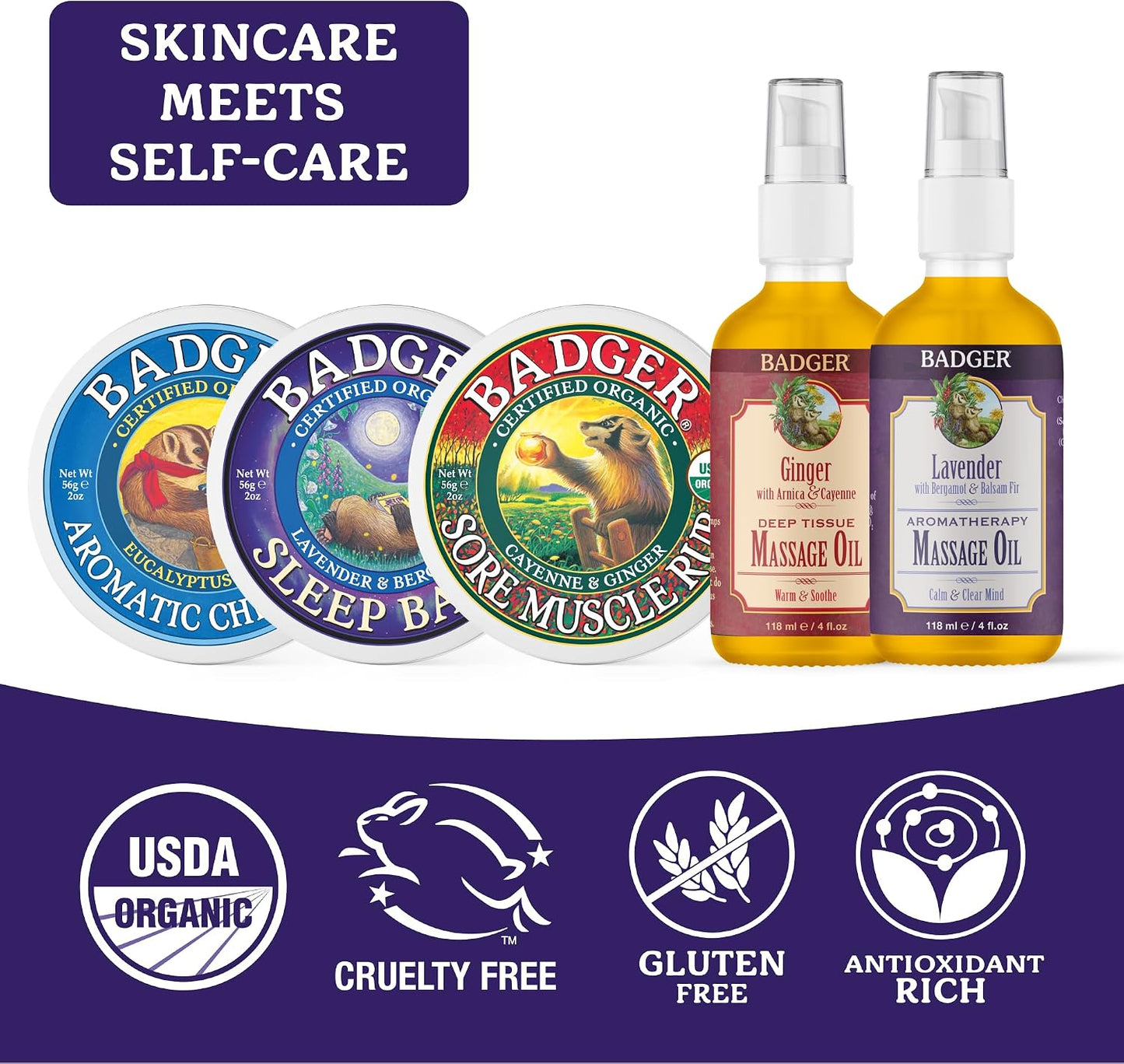 Badger Ginger Massage Oil - 4 fl oz Glass Bottle