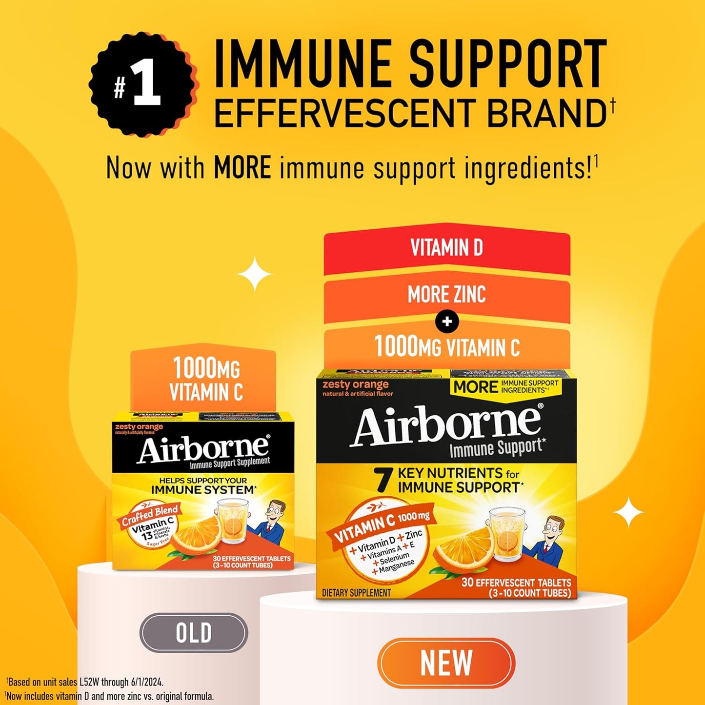 Airborne Vitamin C 1000mg Zesty Effervescent 30 Tablets(Pack of 3)
