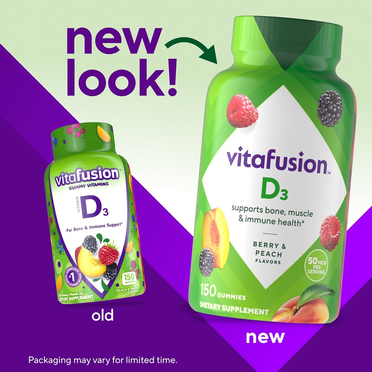 vitafusion Vitamin D3 Gummies, Peach, berry, Flavored - 150 Count