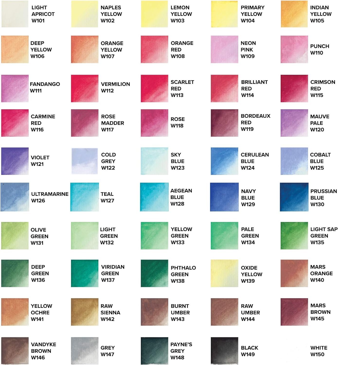 GenCrafts Watercolor Paint 50 Colors Set 12ml