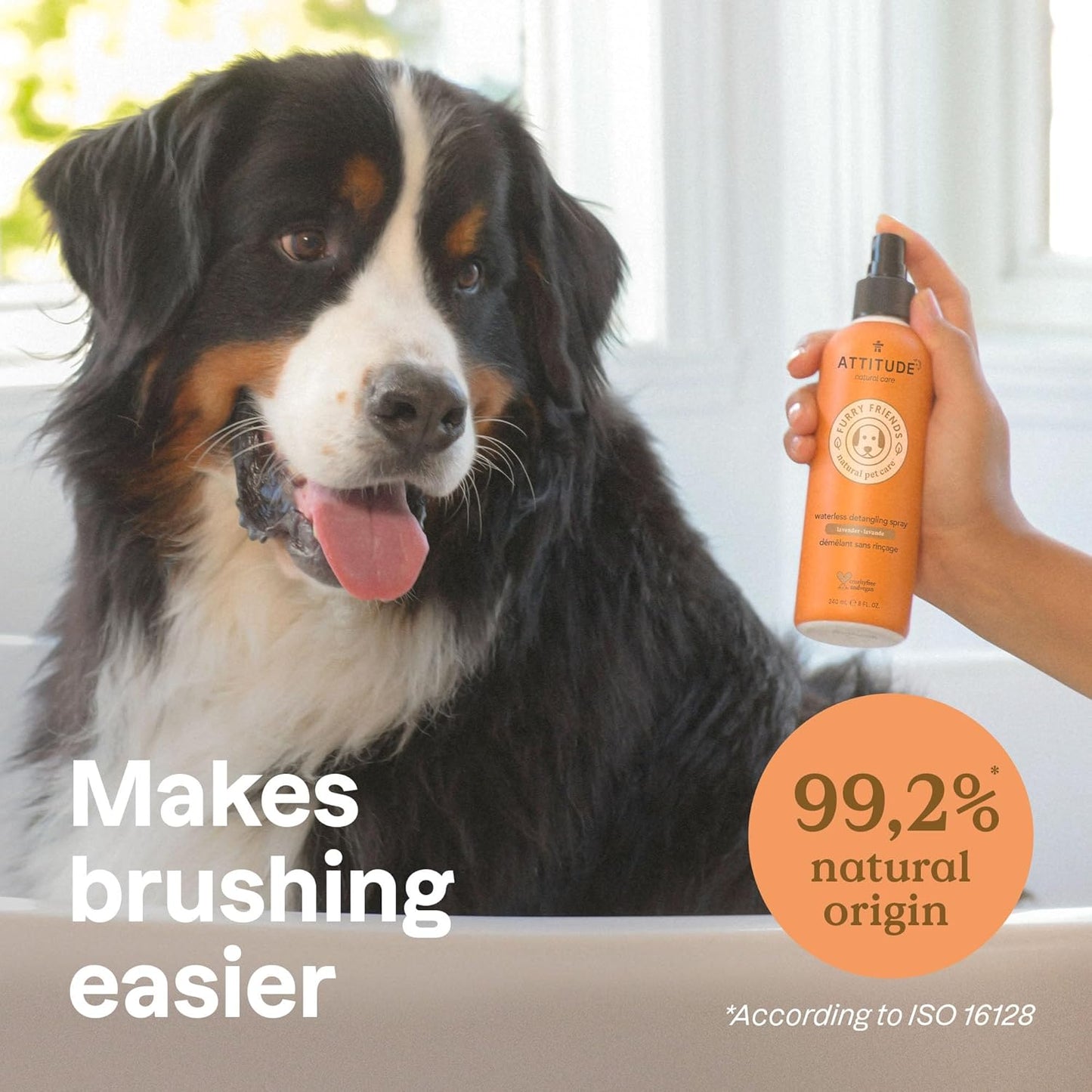 ATTITUDE Waterless Anti-Itching Detangling Spray for Pets, Lavender -8 Fl Oz