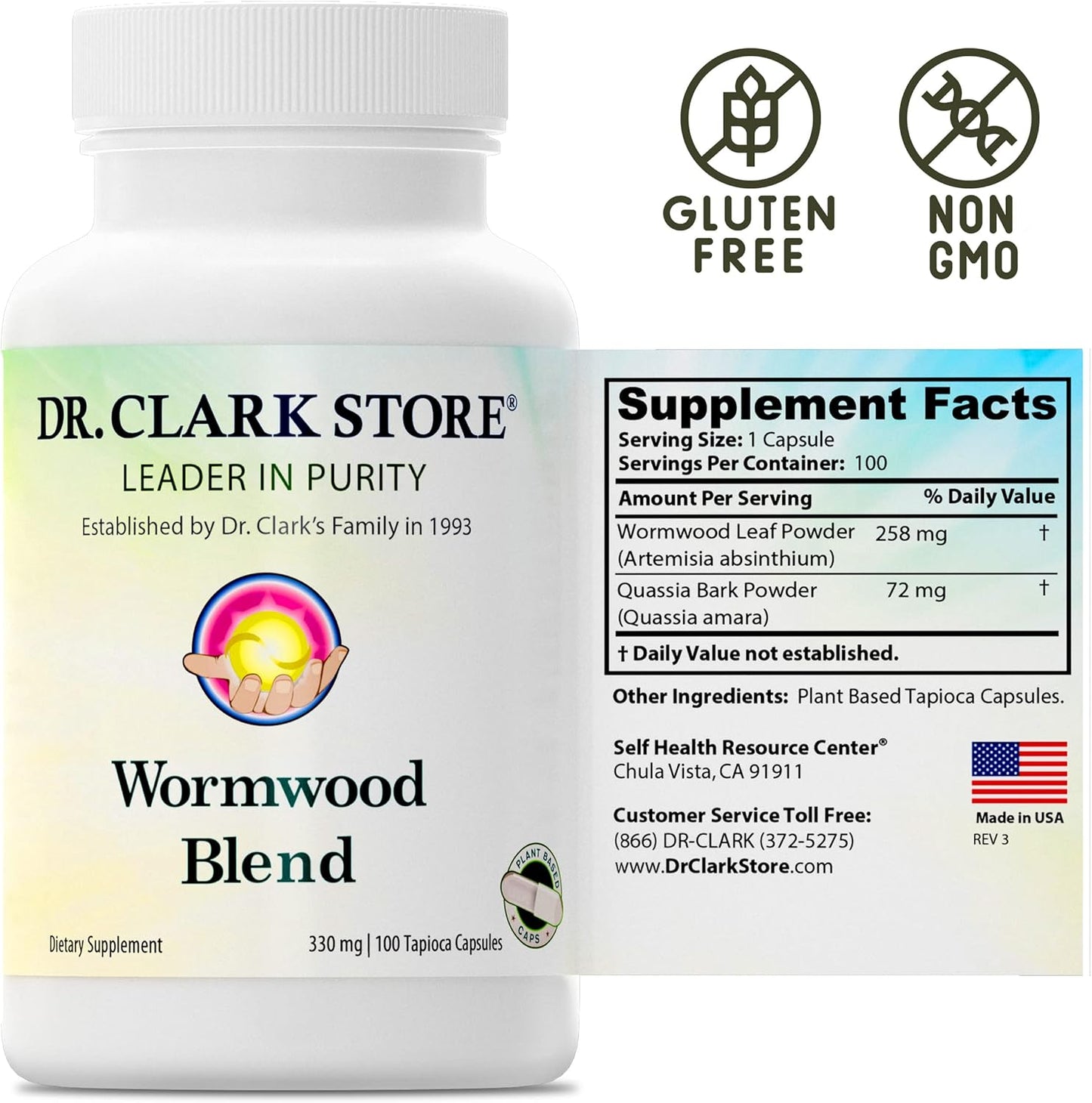 Dr Clark Superblend Wormwood 330 mg, - 100Capsules