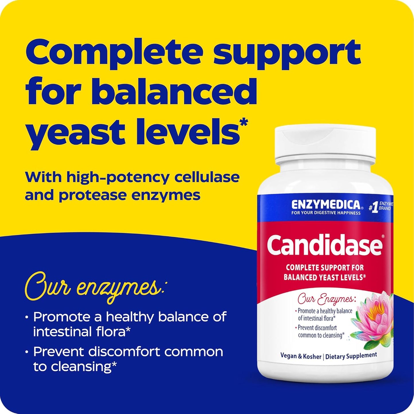 Enzymedica, Candidase, Digestive Enzymes Gut Health & Digestion, 42 Count