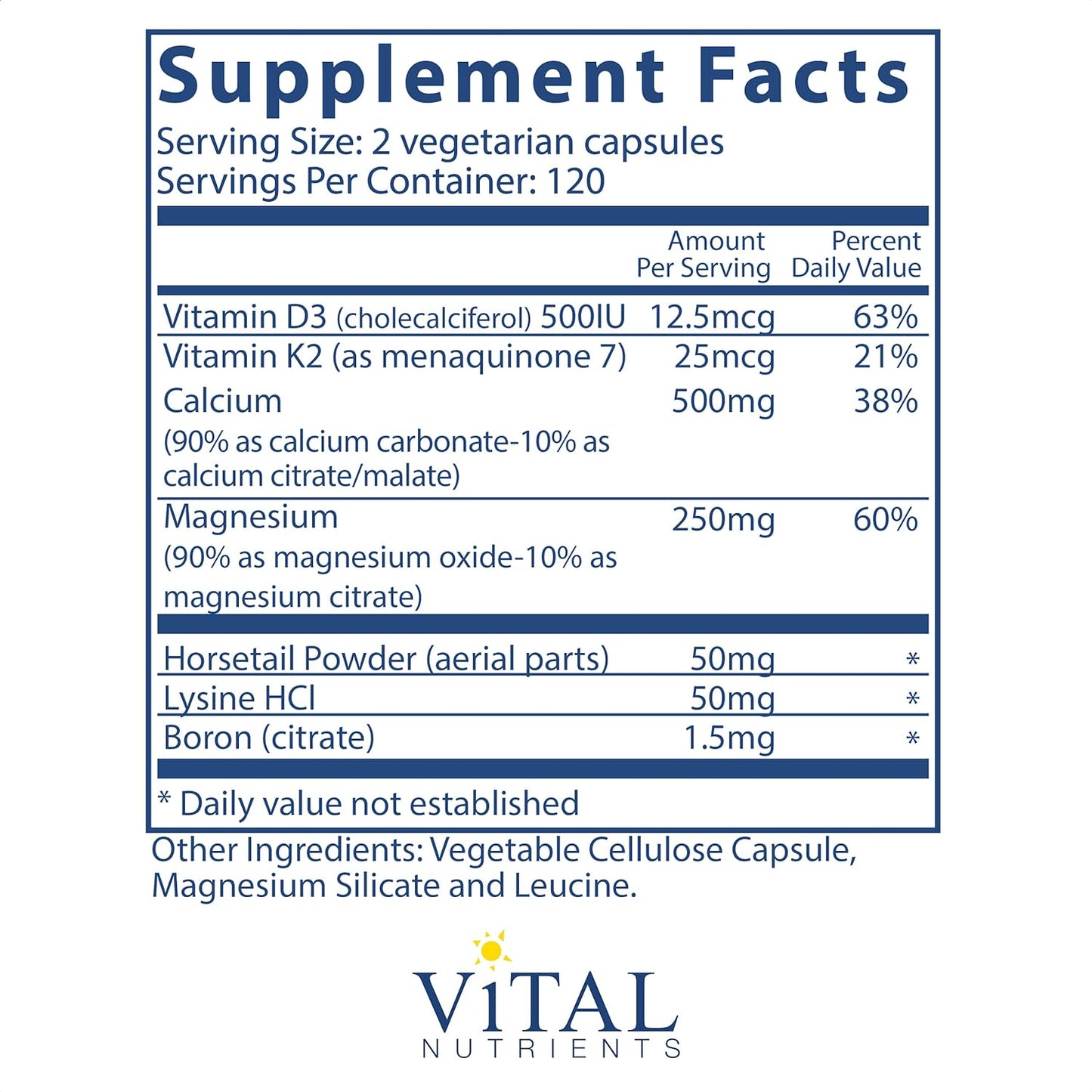 Vital Nutrients Osteo-Nutrients II Vitamin K2-7 240 Capsules